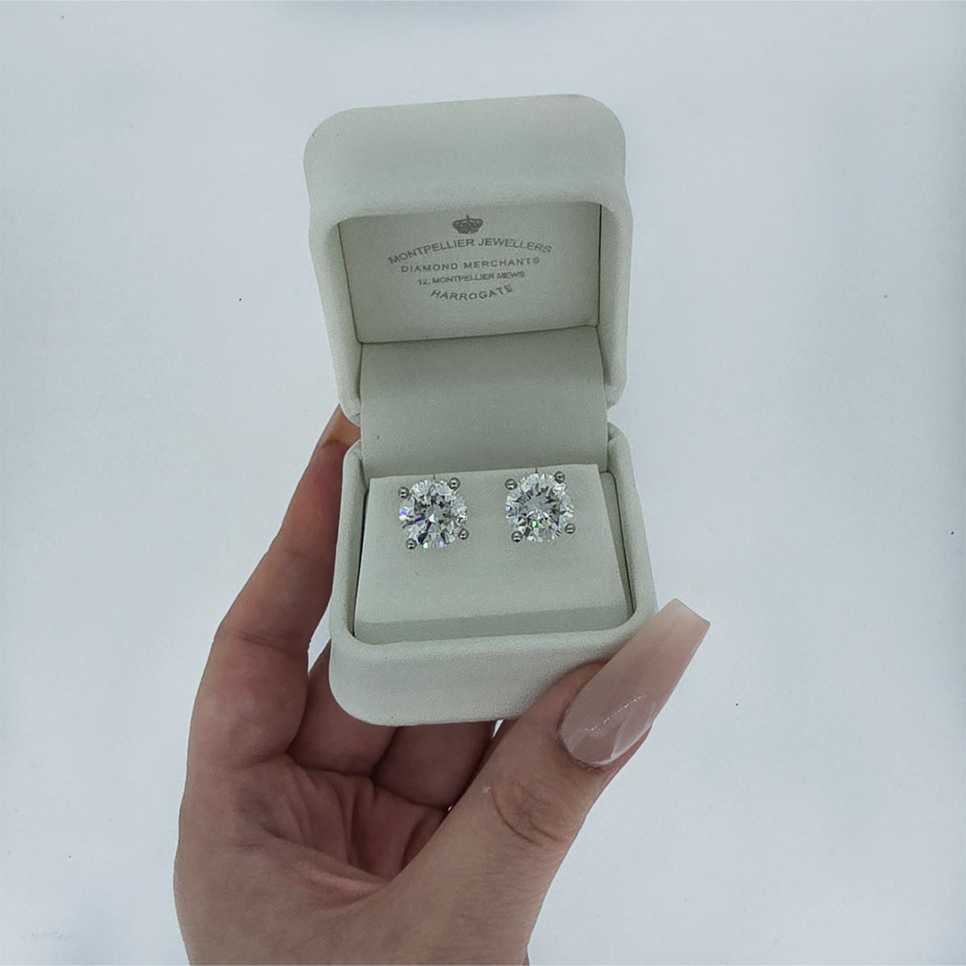 10.03ct Diamond Stud Earrings Set In Platinum - Montpellier Jewellers