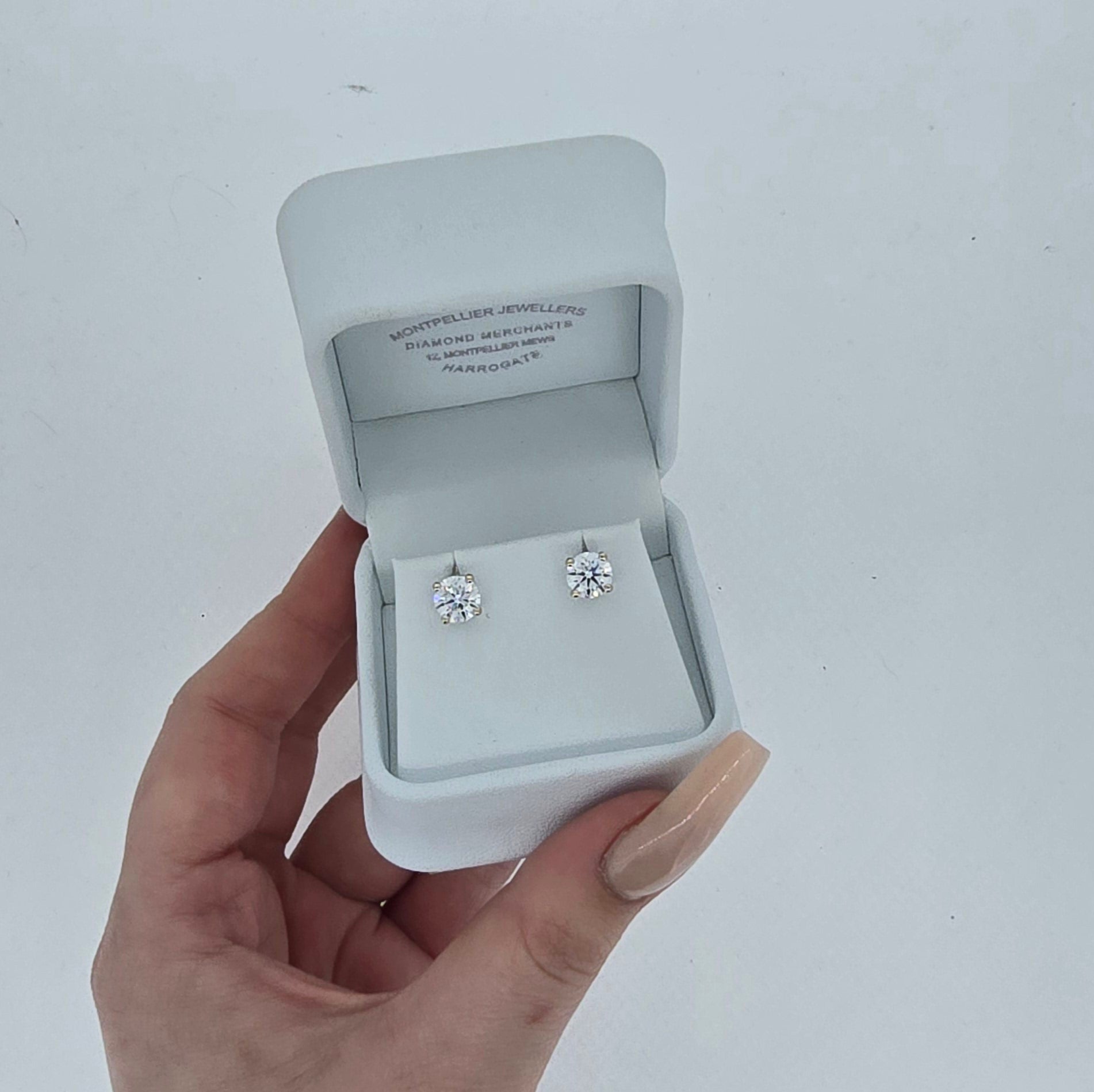 2.18ct F/VS LAB Diamond Stud Earrings Set In White Gold