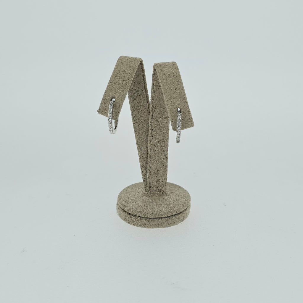 18ct White Gold Diamond Huggie Earrings