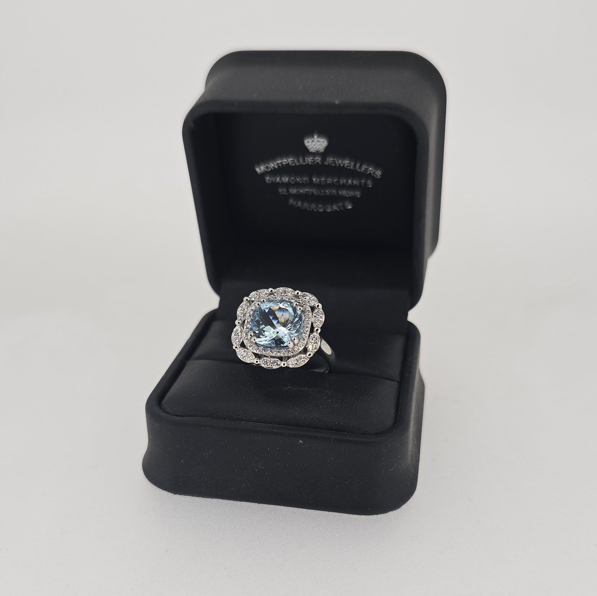 3.70ct Aquamarine & Diamond Ring Set in Platinum