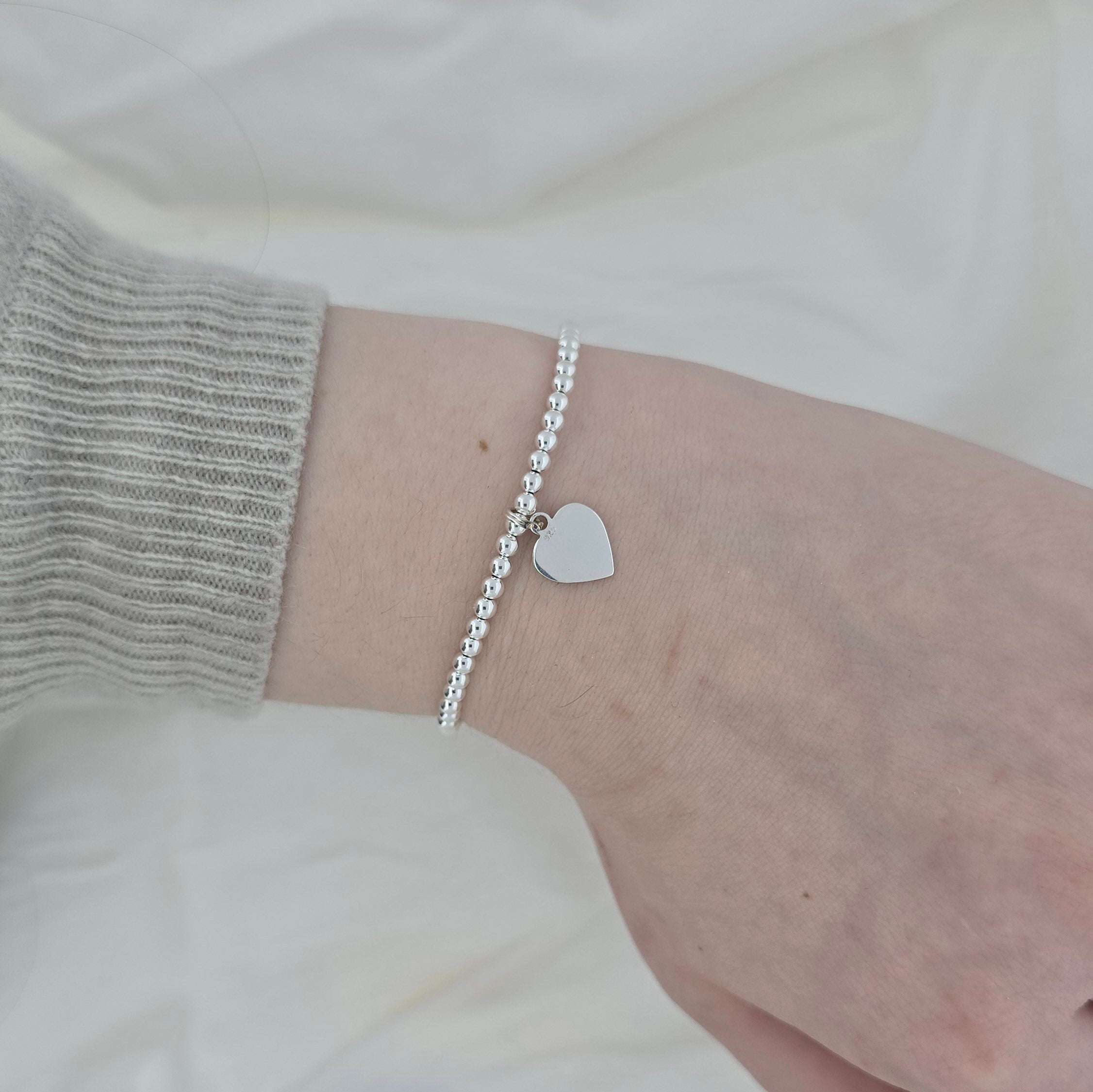Expanding Silver Forever Love Heart Charm Bracelet (925 Silver)