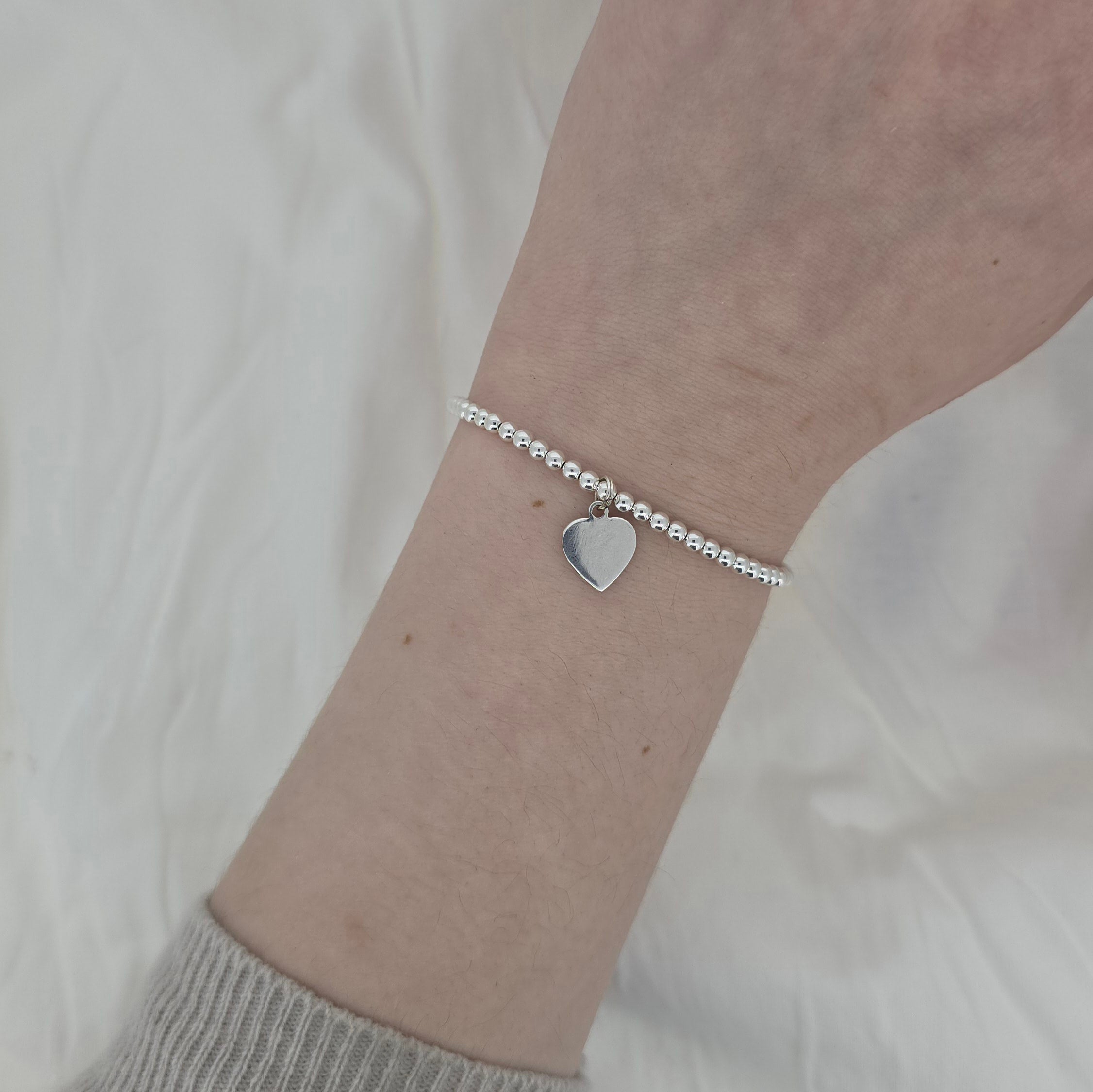 Expanding Silver Forever Love Heart Charm Bracelet (925 Silver)