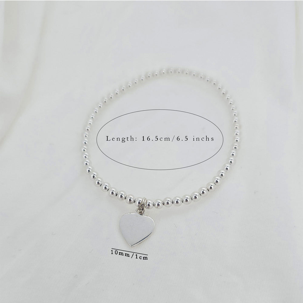 Expanding Silver Forever Love Heart Charm Bracelet (925 Silver)