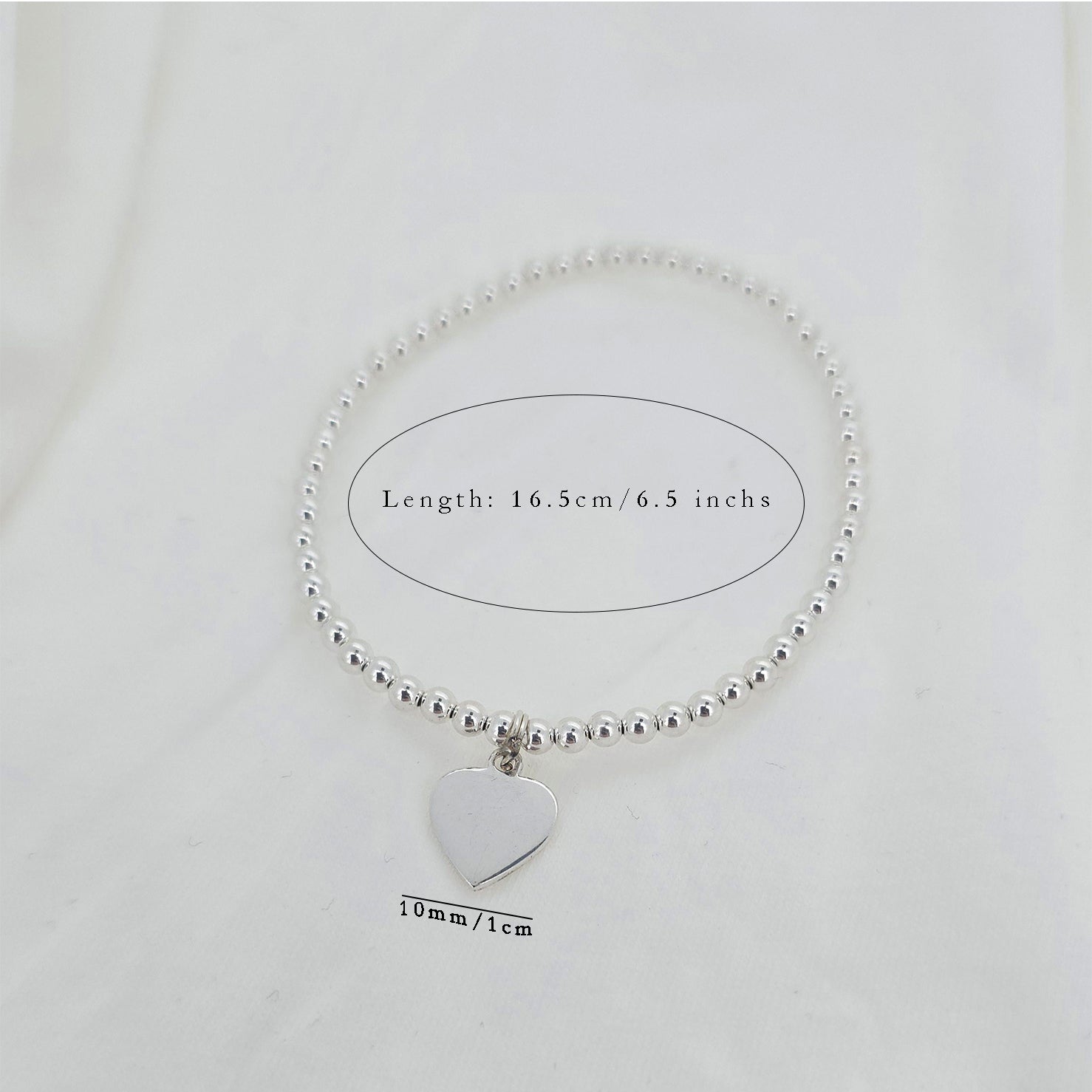Expanding Silver Forever Love Heart Charm Bracelet (925 Silver)