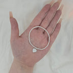 Expanding Silver Forever Love Heart Charm Bracelet (925 Silver)