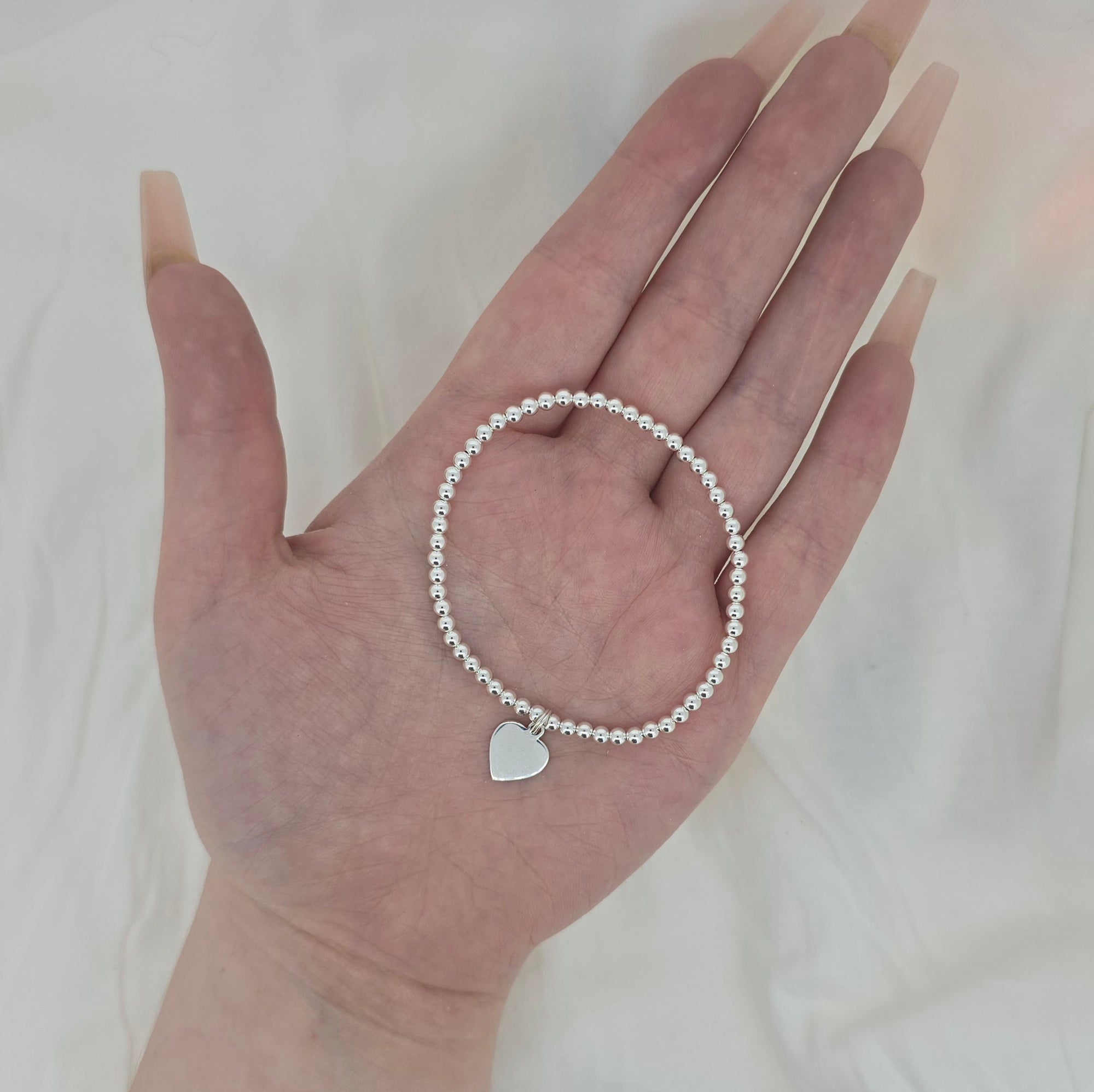 Expanding Silver Forever Love Heart Charm Bracelet (925 Silver)