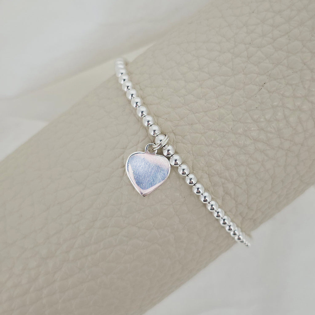 Expanding Silver Forever Love Heart Charm Bracelet (925 Silver)
