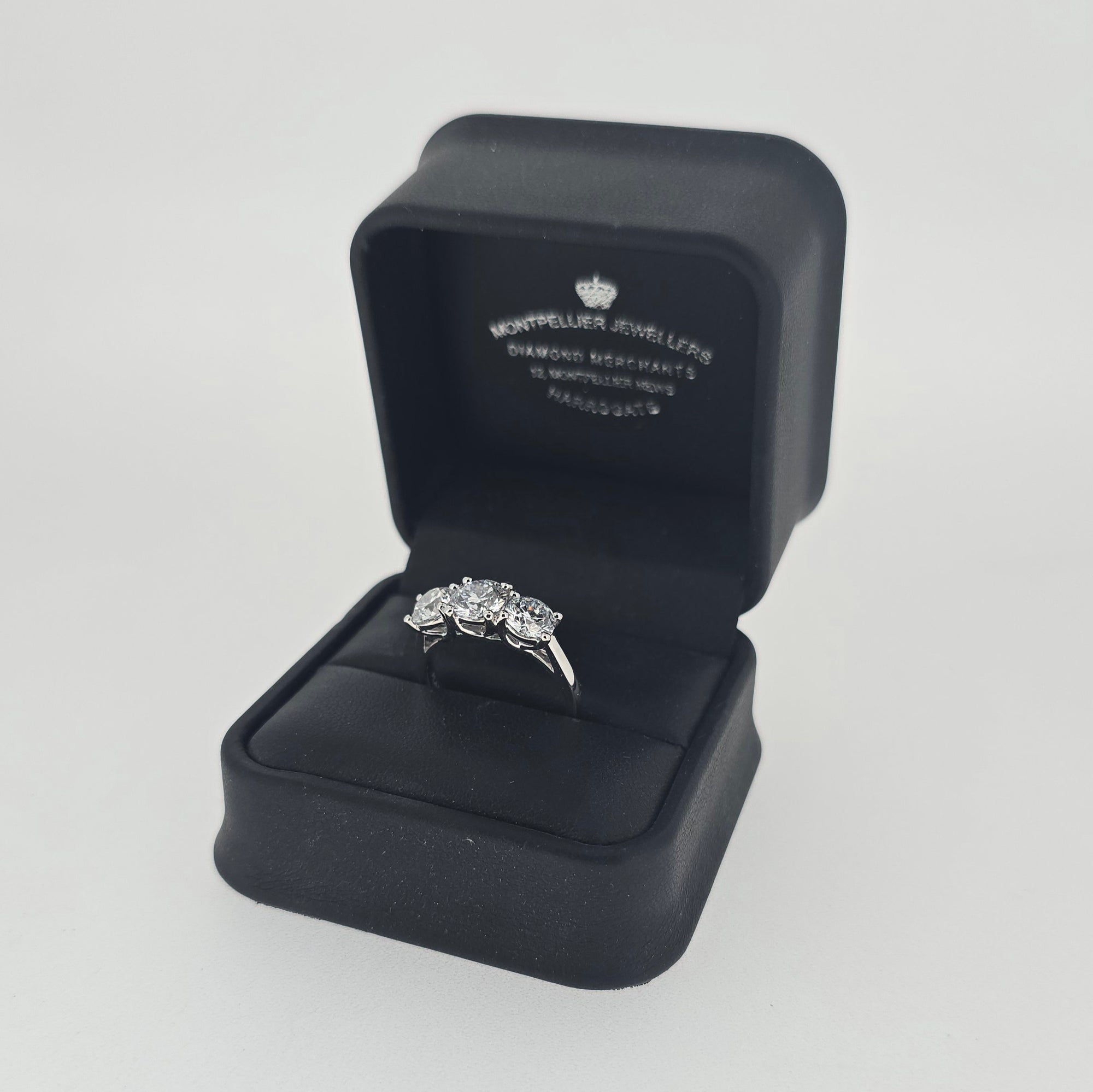 2.73ct F/VS LAB Diamond 3 Stone Ring Set In Platinum