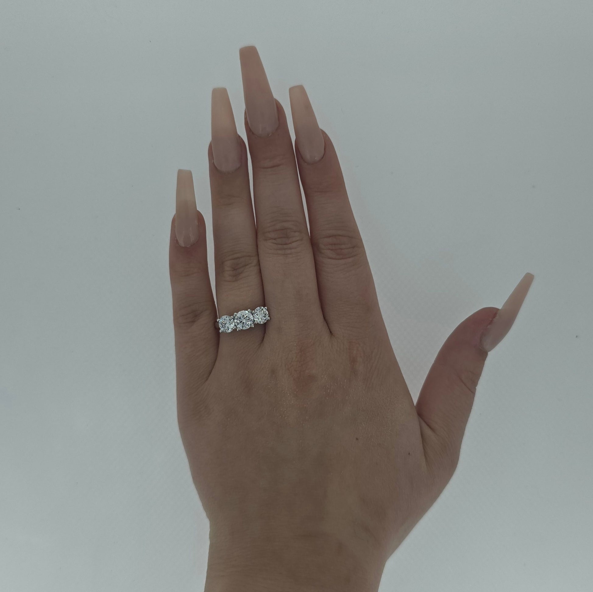 2.73ct F/VS LAB Diamond 3 Stone Ring Set In Platinum