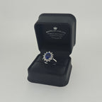 2.57ct LAB Sapphire & LAB Diamond Cluster Ring set in 9ct White Gold