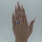 2.57ct LAB Sapphire & LAB Diamond Cluster Ring set in 9ct White Gold