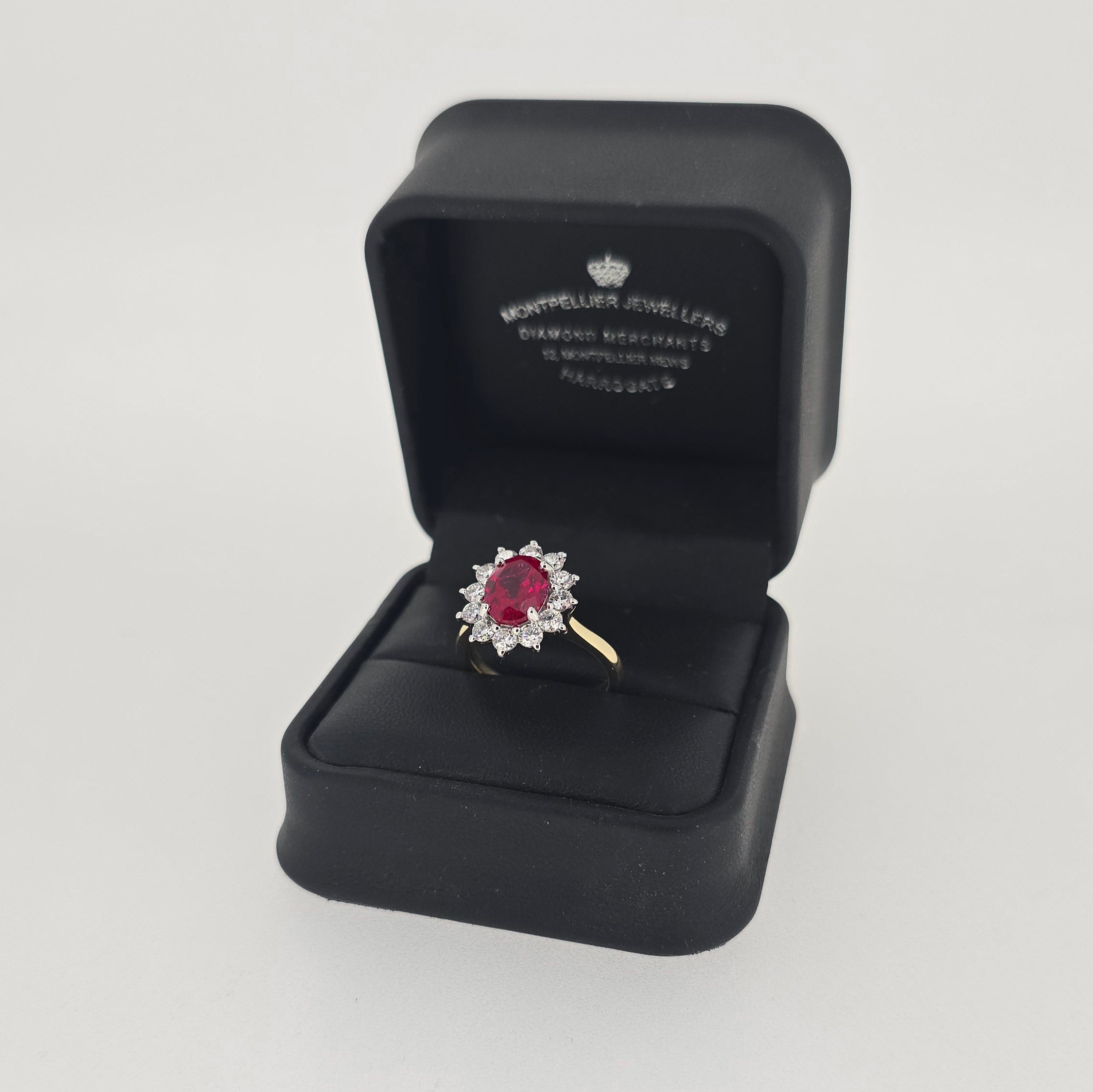 2.33ct LAB Ruby & LAB Diamond Cluster Ring set in 9ct Gold - Montpellier Jewellers