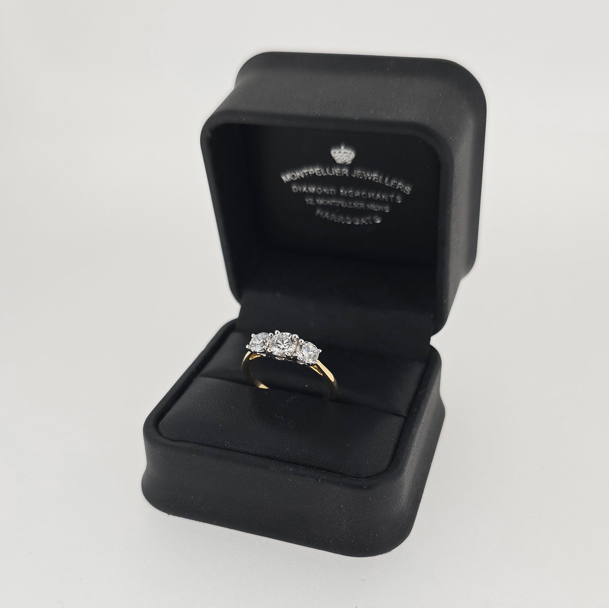 1.35ct F/VS LAB Diamond 3 Stone Ring Set In Yellow Gold