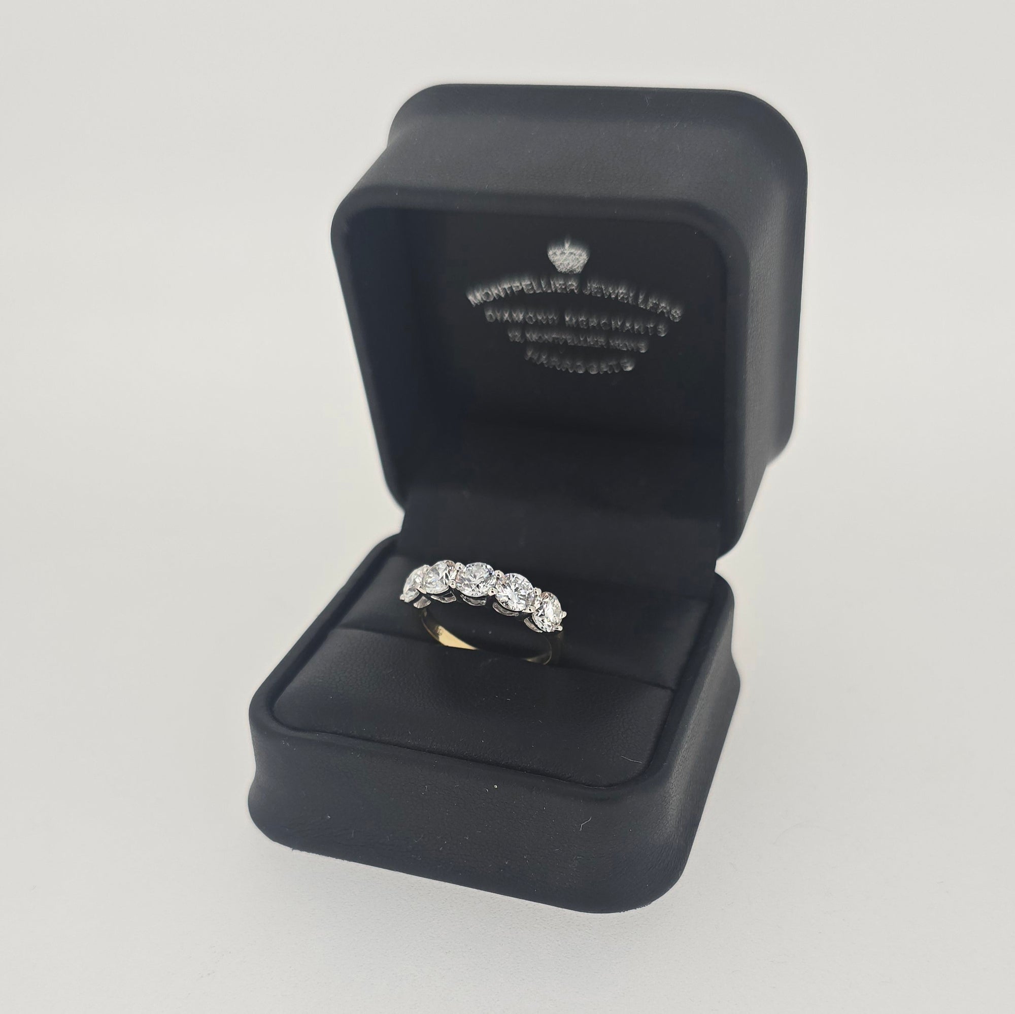 2.01ct F/VS LAB Diamond 5 Stone Ring Set In Yellow Gold