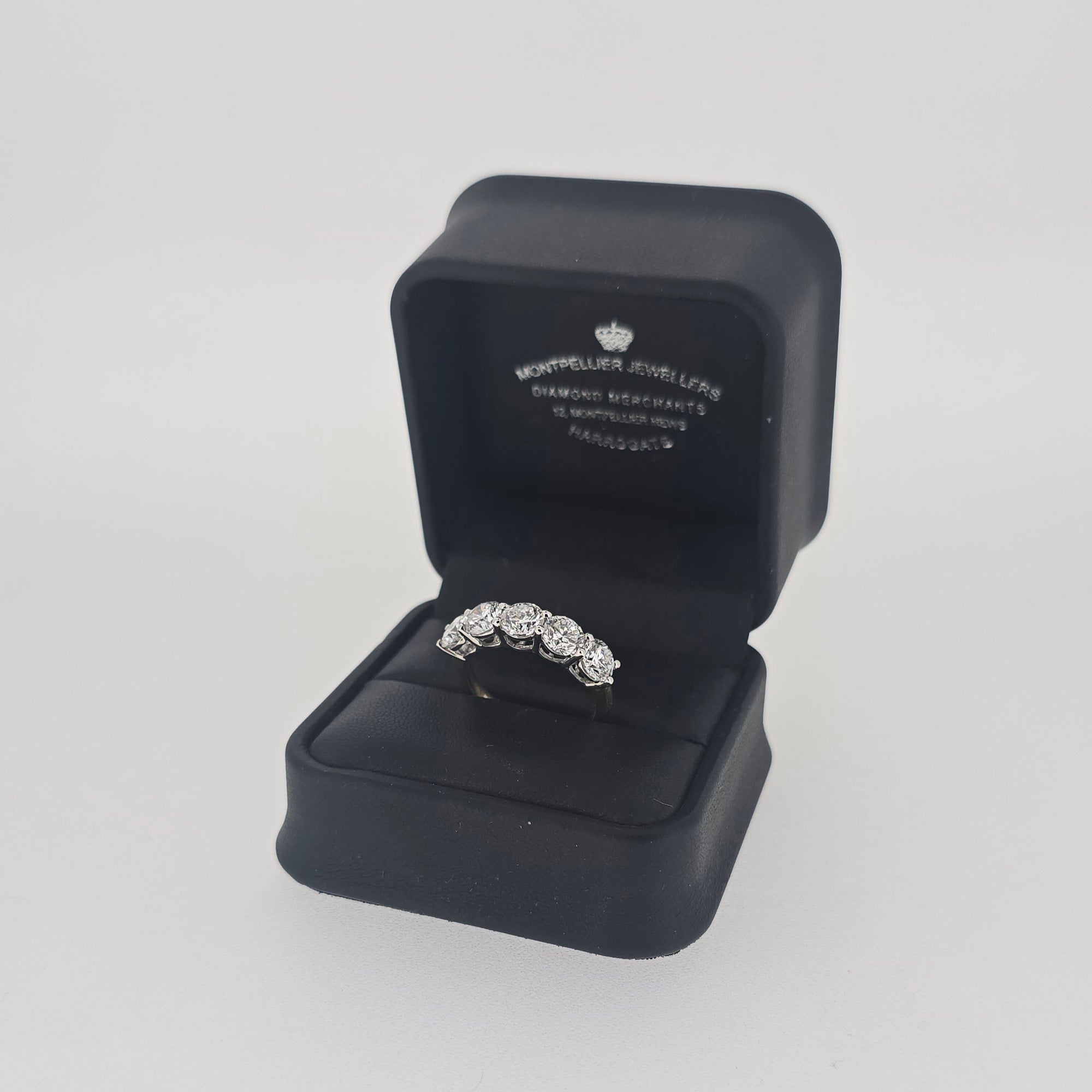 3.20ct F/VS LAB Diamond 5 Stone Ring Set In Yellow Gold