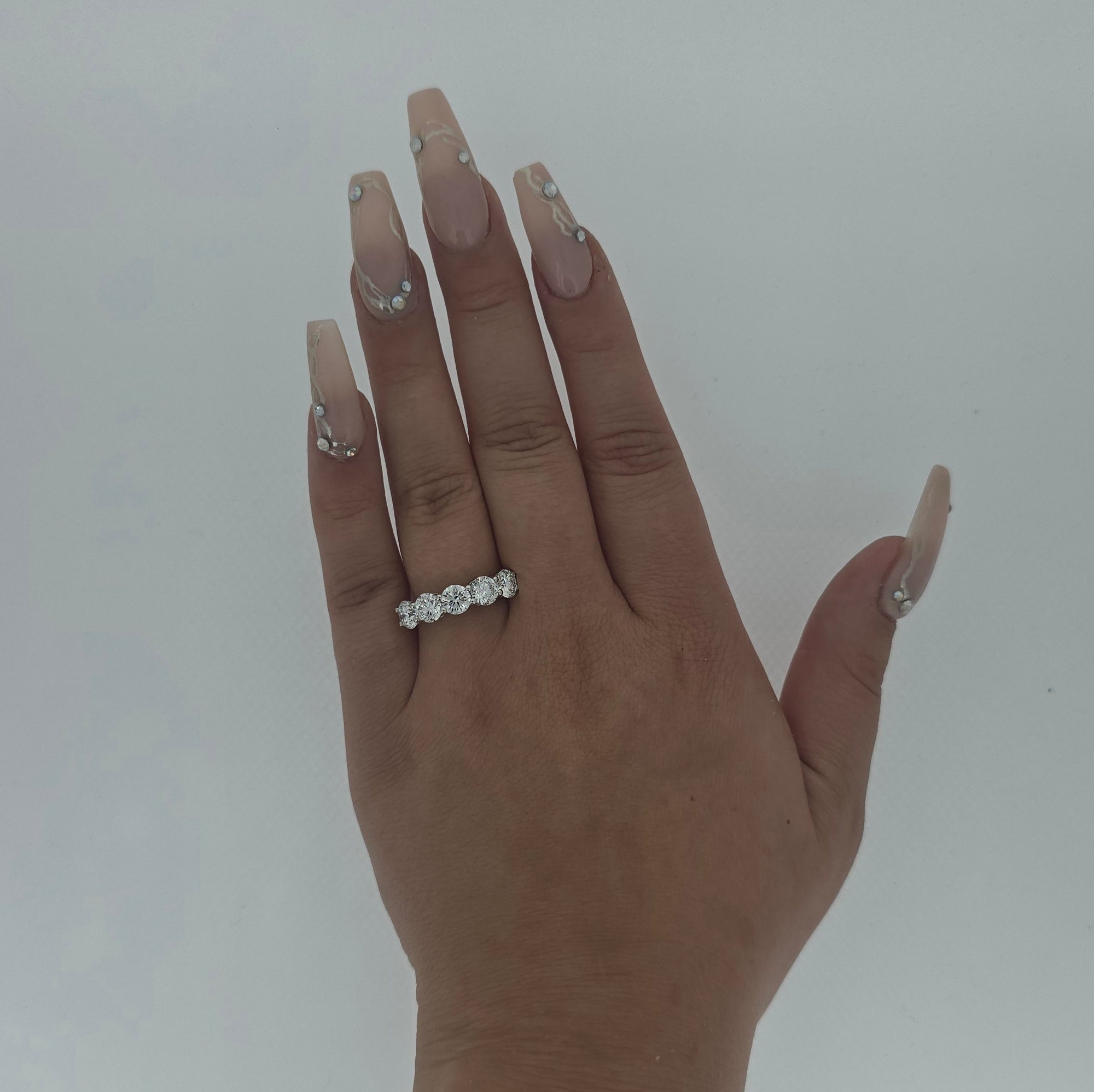 3.20ct F/VS LAB Diamond 5 Stone Ring Set In Yellow Gold