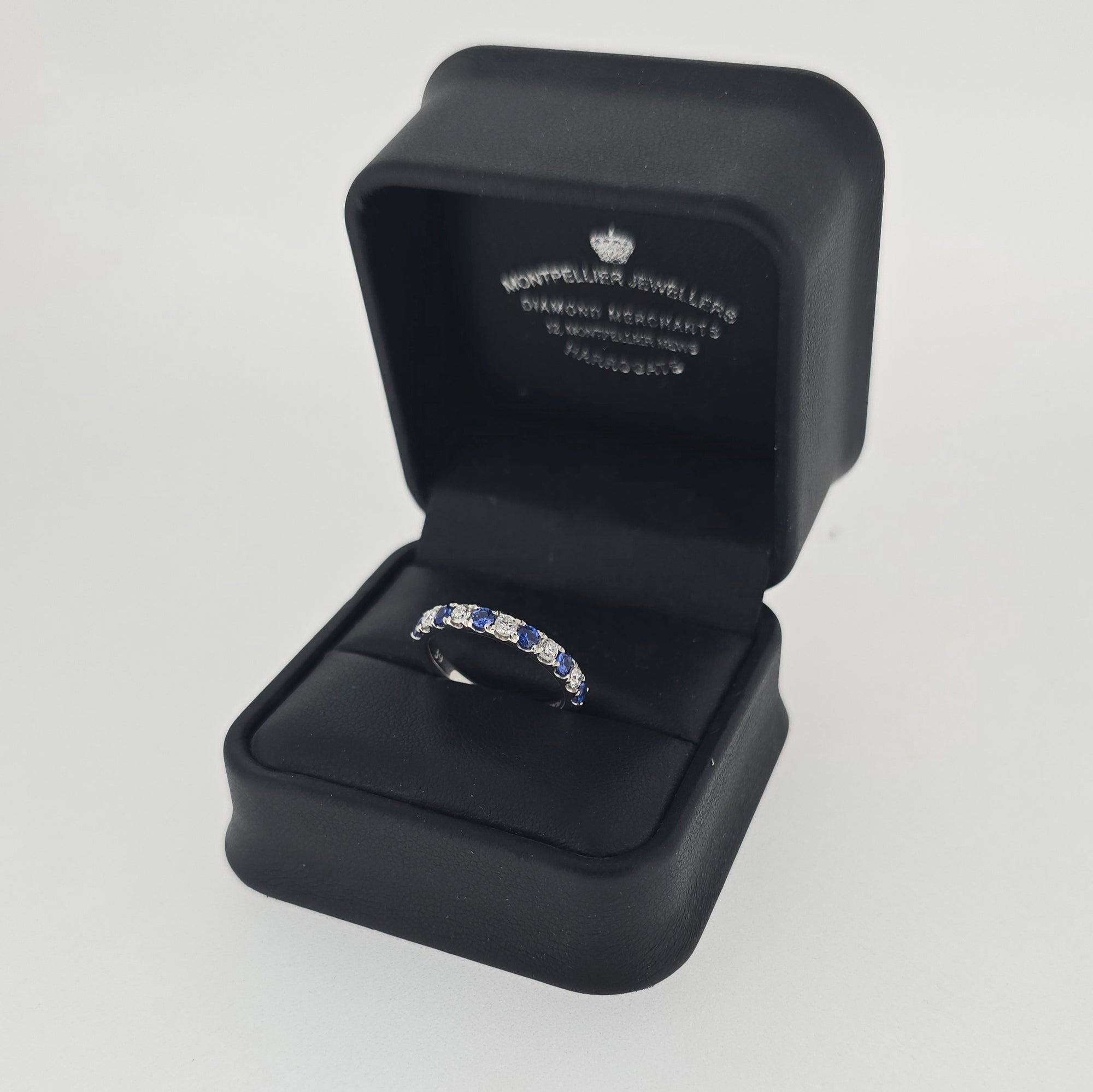 Diamond & Sapphire Claw Set Half Eternity Ring Set in Platinum