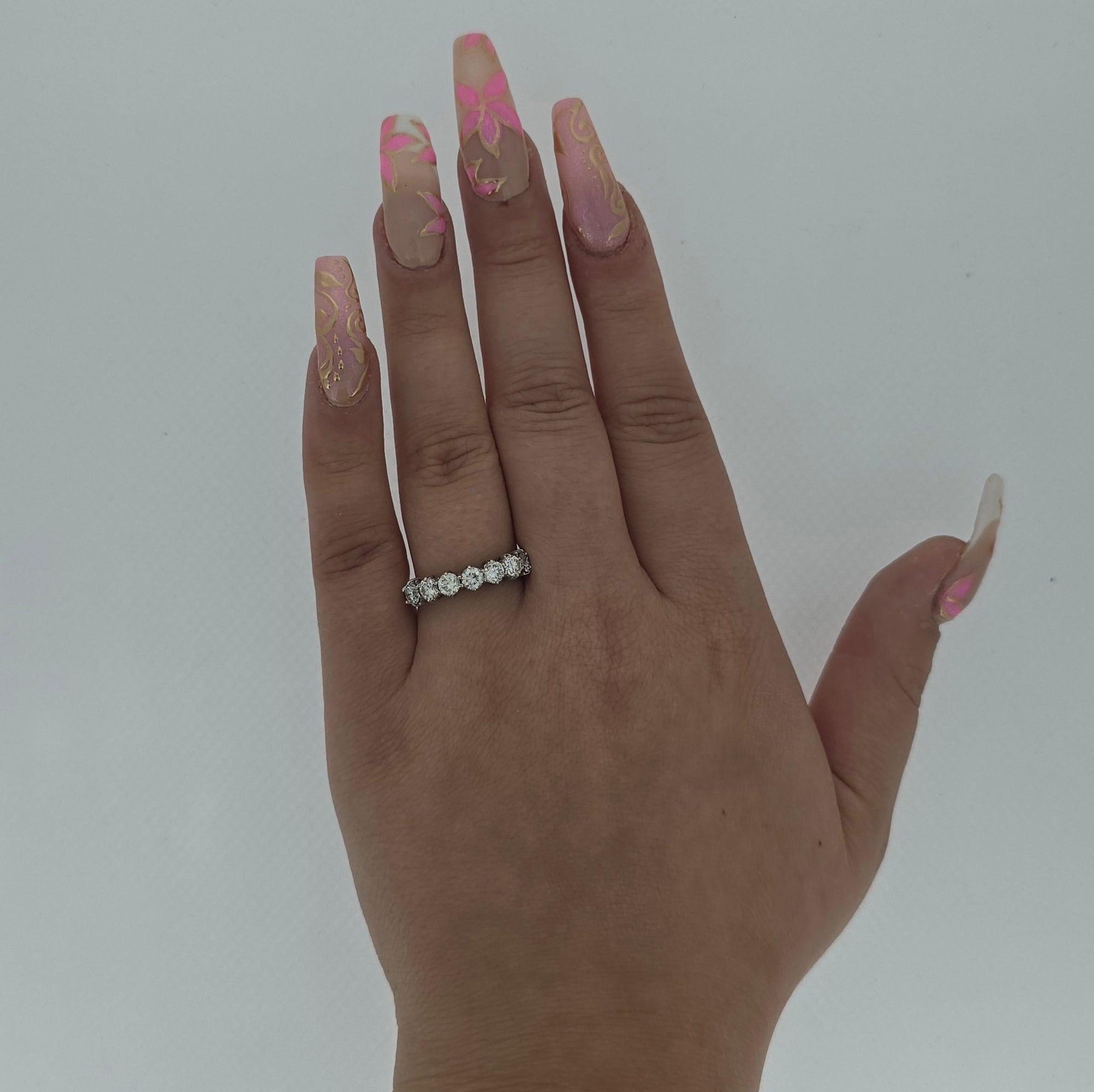 c. 1.20ct H/SI Diamond 7 Stone Ring Set In 18t White Gold