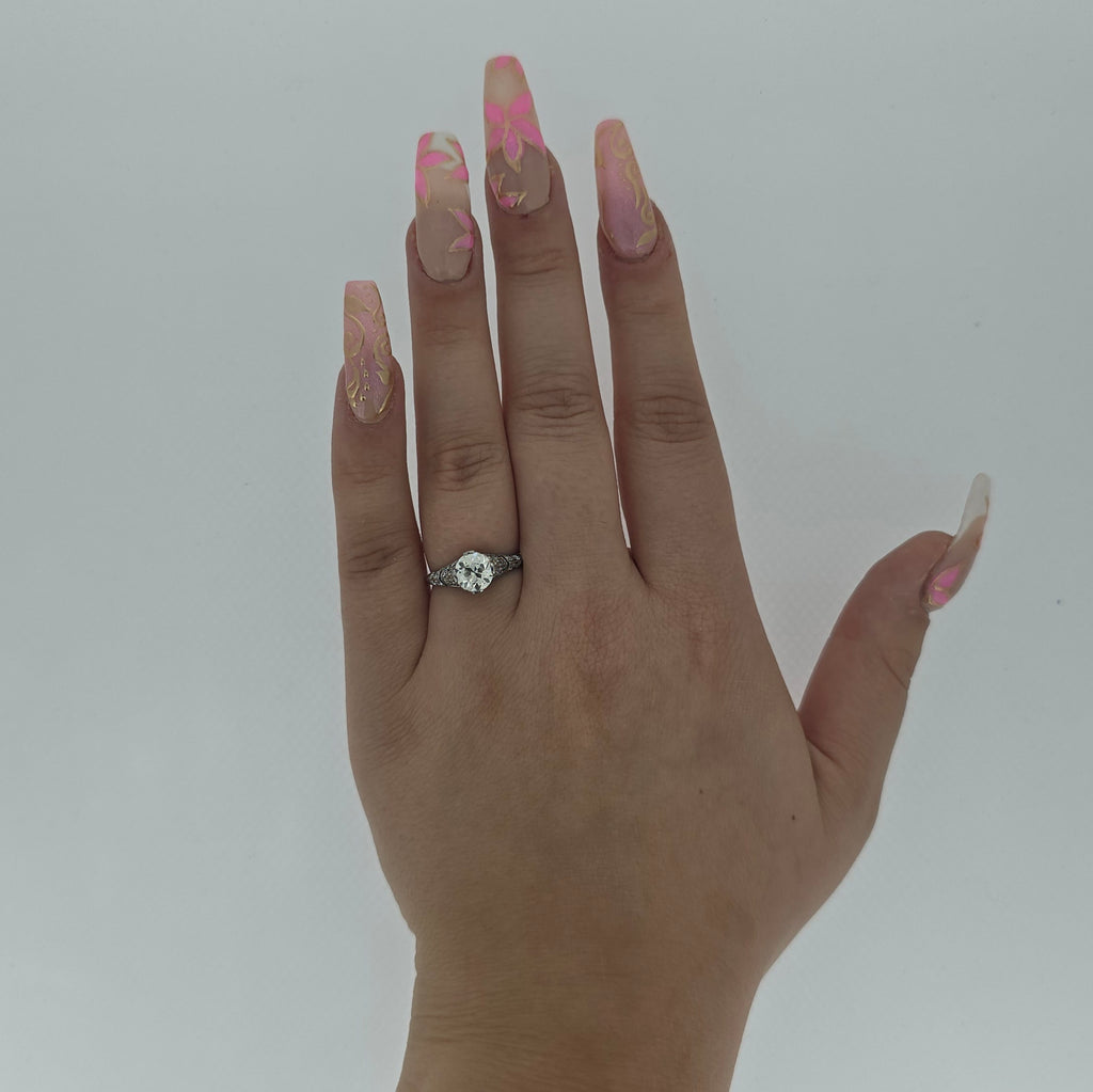 1.23ct Old Round Brilliant Cut Diamond Ring Set in 18ct White Gold