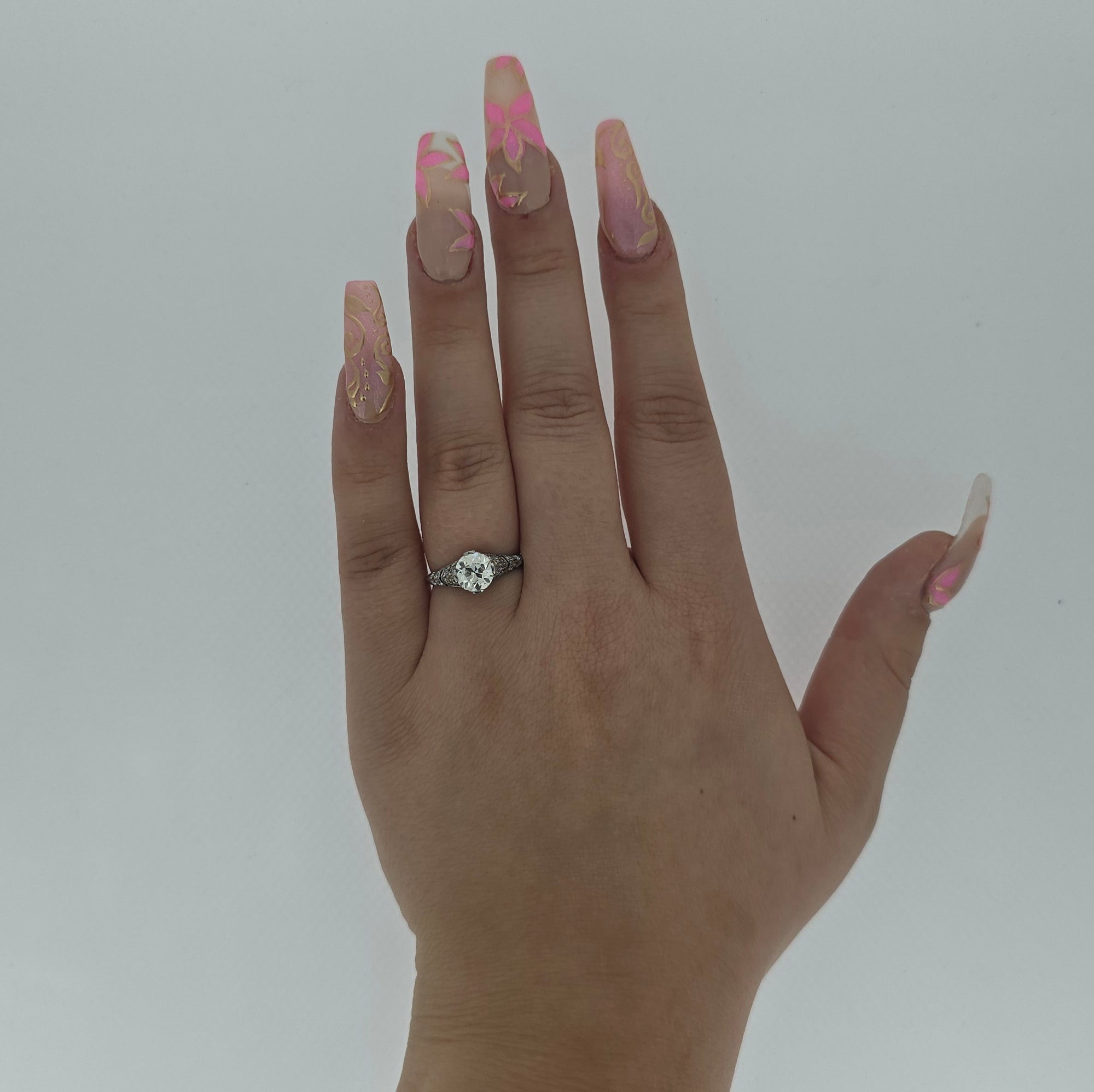 1.23ct Old Round Brilliant Cut Diamond Ring Set in 18ct White Gold