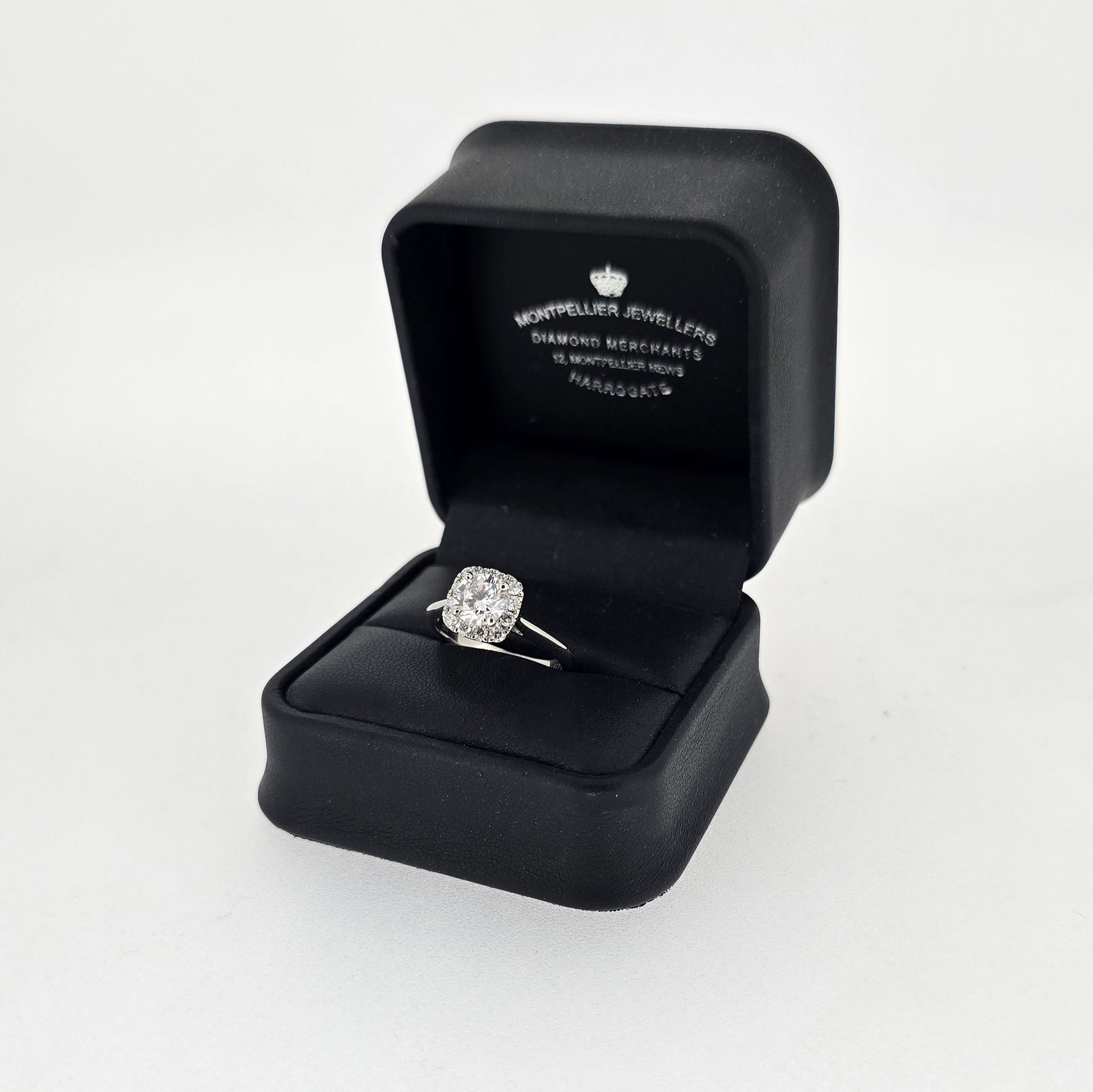 1.05ct D/VS2 LAB Diamond Halo Ring set in Platinum