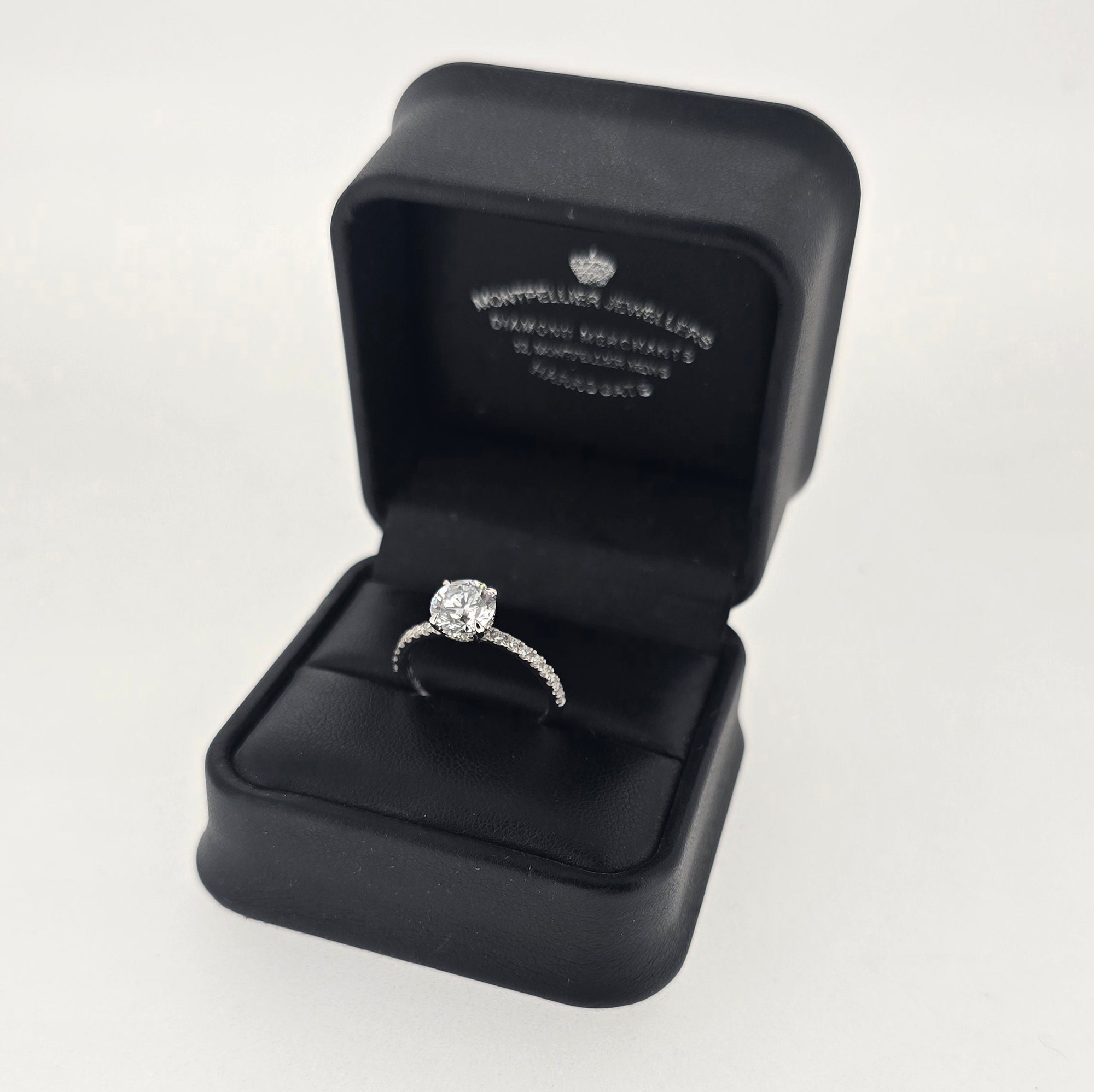 1.62ct LAB Diamond Ring with Diamond Shoulders and Hidden Halo set in 9ct White Gold