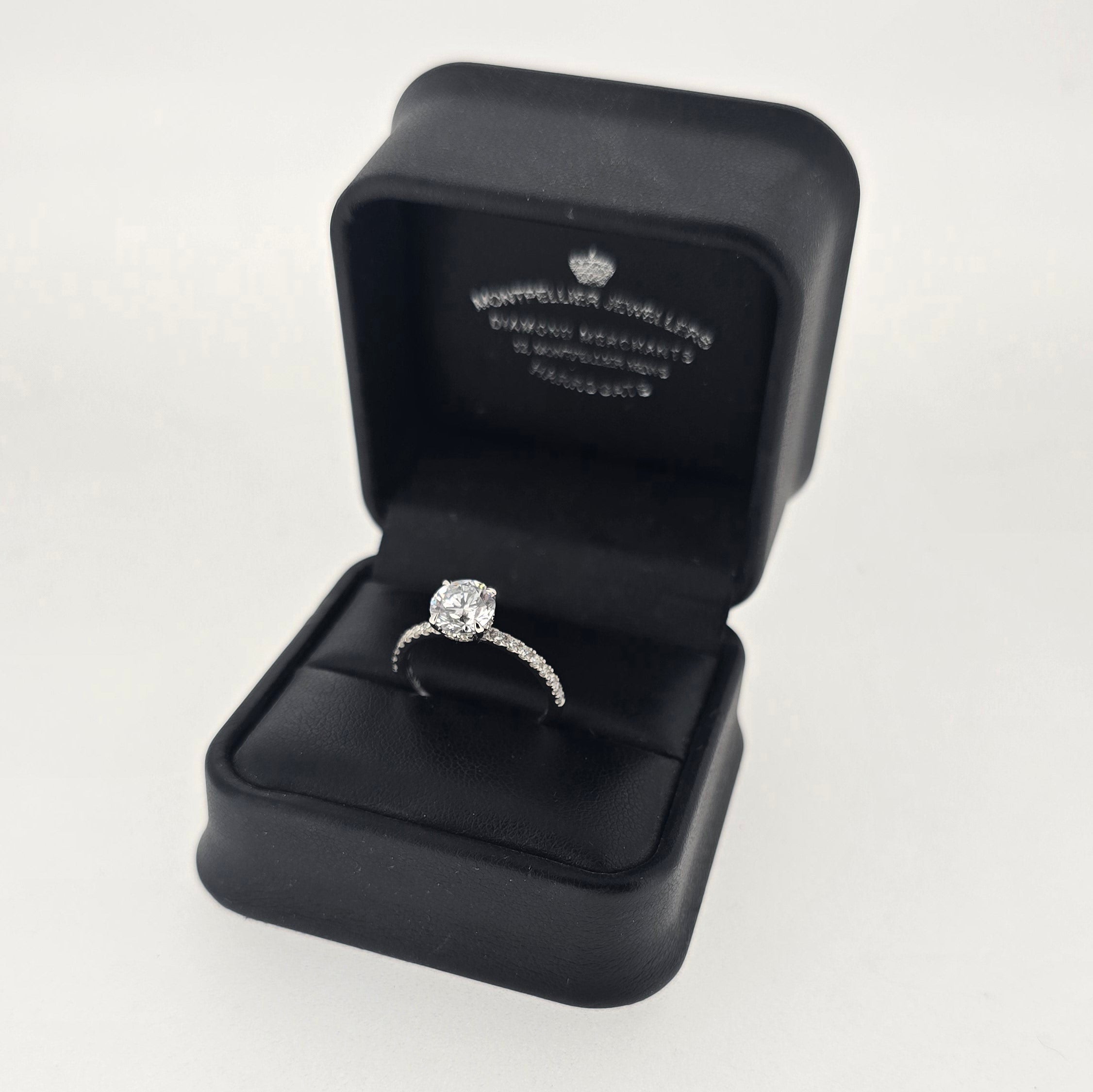 1.62ct LAB Diamond Ring with Diamond Shoulders and Hidden Halo set in 9ct White Gold - Montpellier Jewellers
