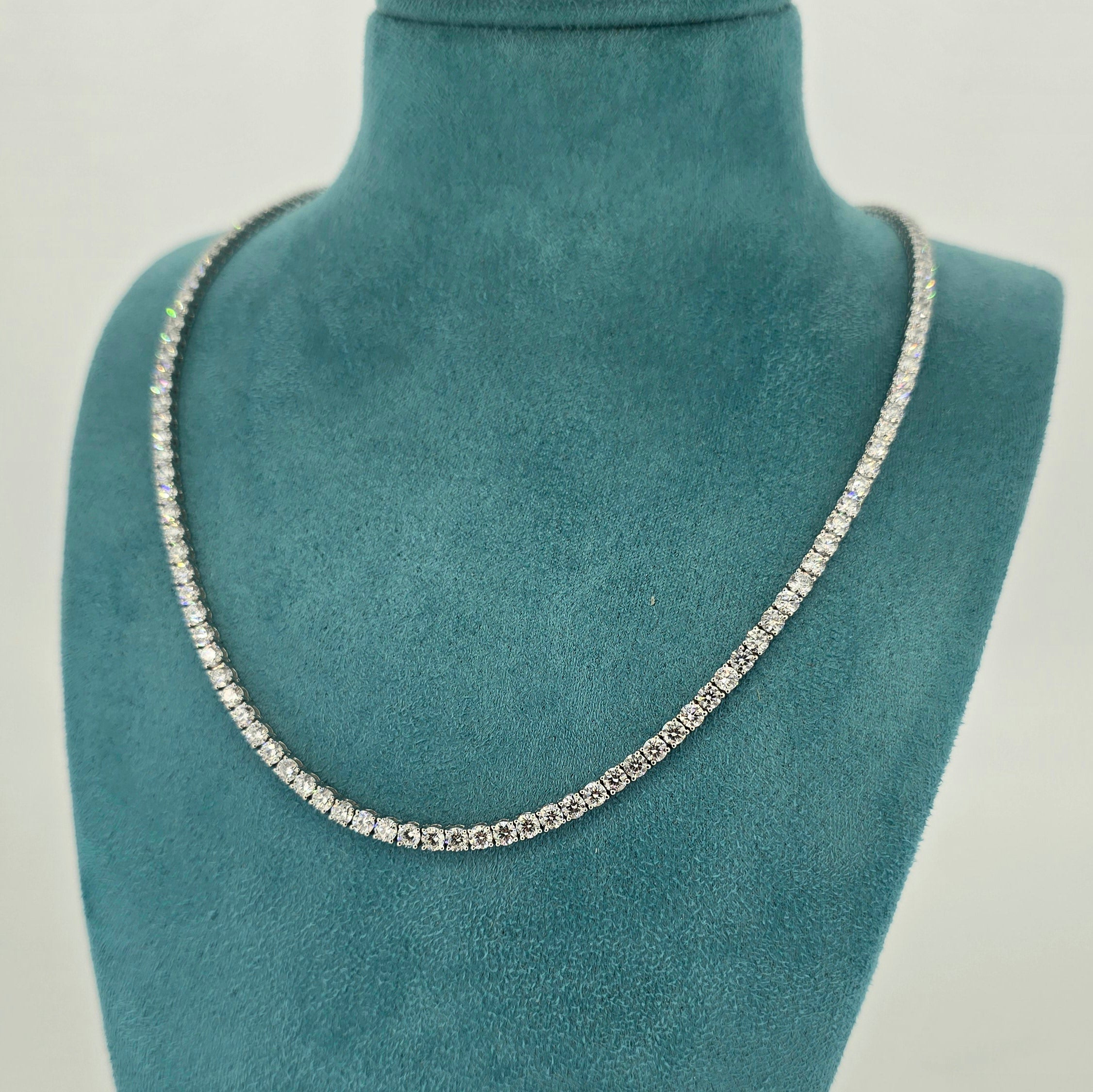 15ct LAB Diamond Tennis Necklace Set in 9ct White Gold - Montpellier Jewellers