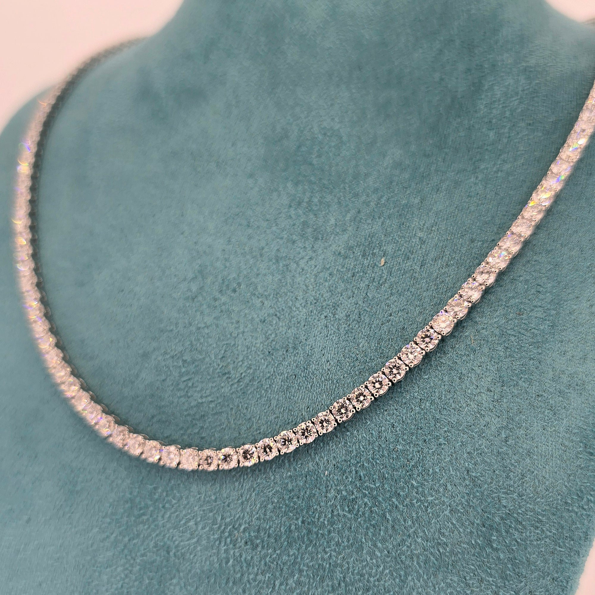 15ct LAB Diamond Tennis Necklace Set in 9ct White Gold