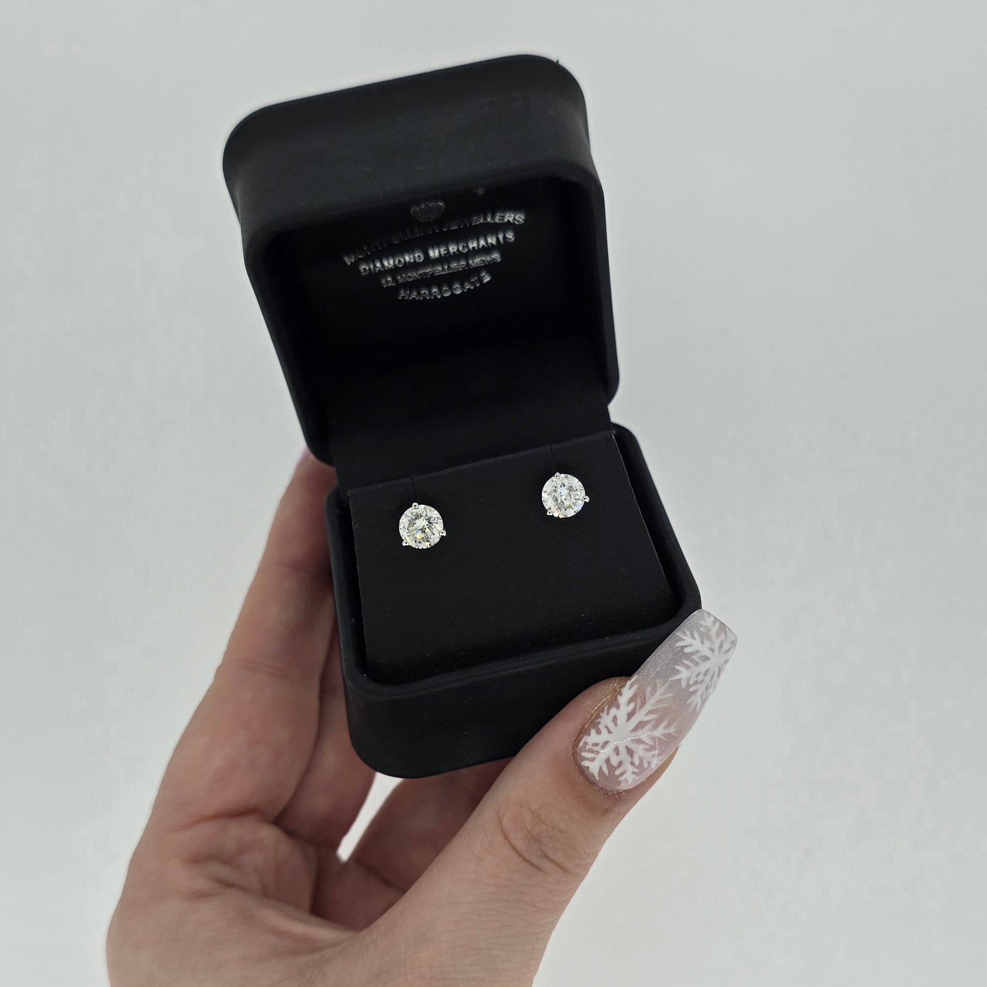 2.06ct H/SI Diamond Stud Earrings Set In White Gold