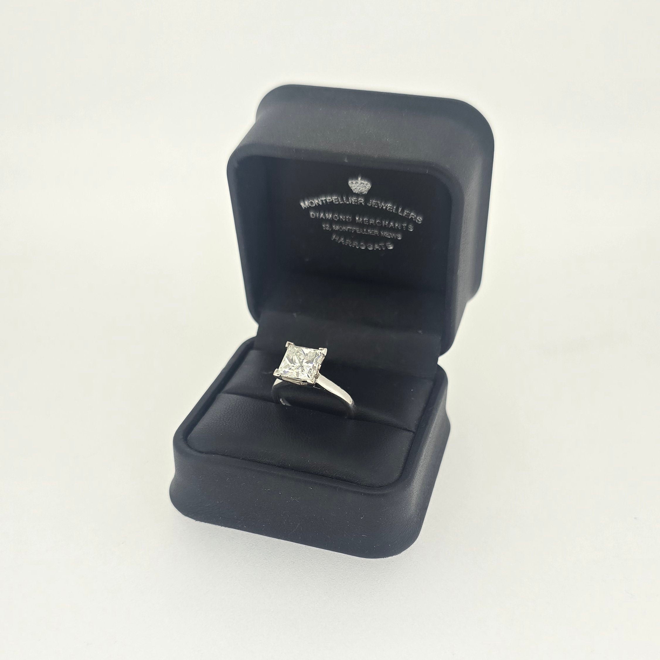 3.03ct Princess Cut Diamond Solitaire set in 18ct White Gold - Montpellier Jewellers