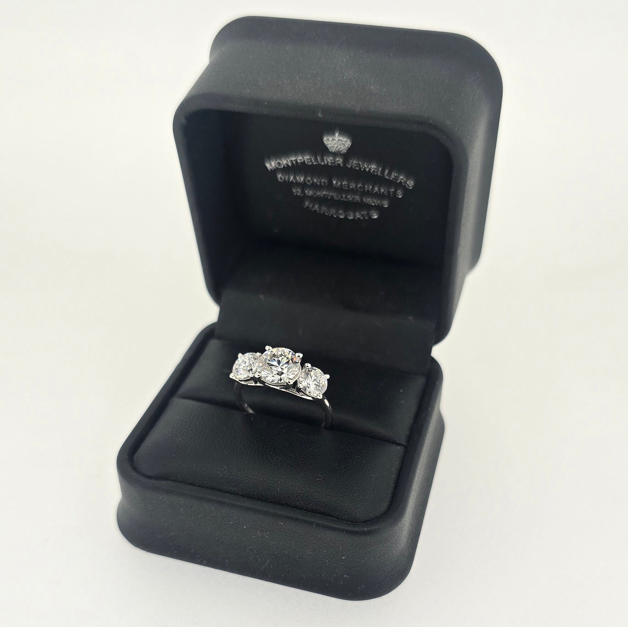 2.75ct F/VS1 Round Brilliant Cut LAB Diamond 3 Stone Ring Set in White Gold
