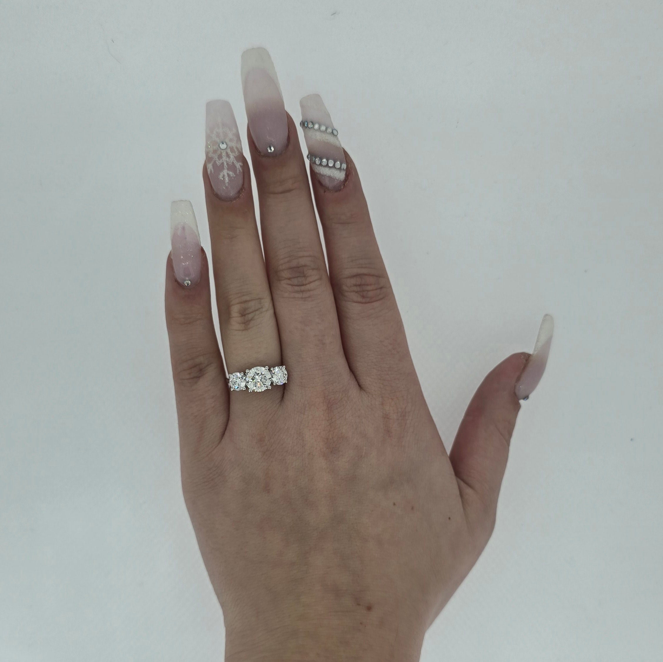 2.75ct F/VS1 Round Brilliant Cut LAB Diamond 3 Stone Ring Set in White Gold - Montpellier Jewellers