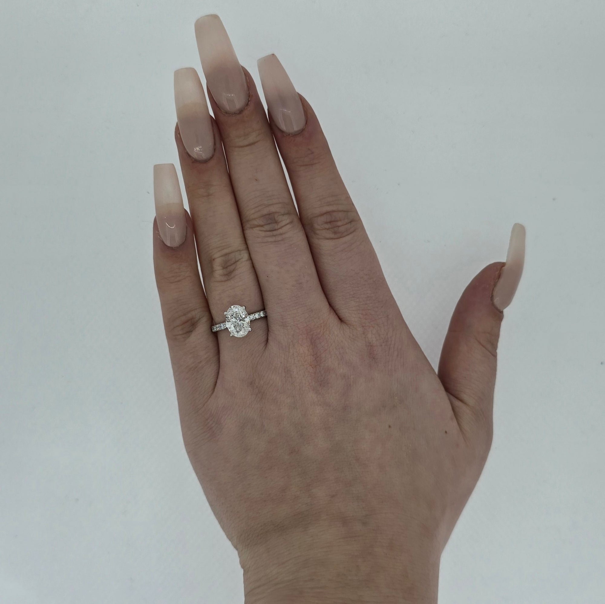 IGI 2.01ct D/VS2 Oval Shape LAB Diamond Ring with Diamond Shoulders set in Platinum - Montpellier Jewellers