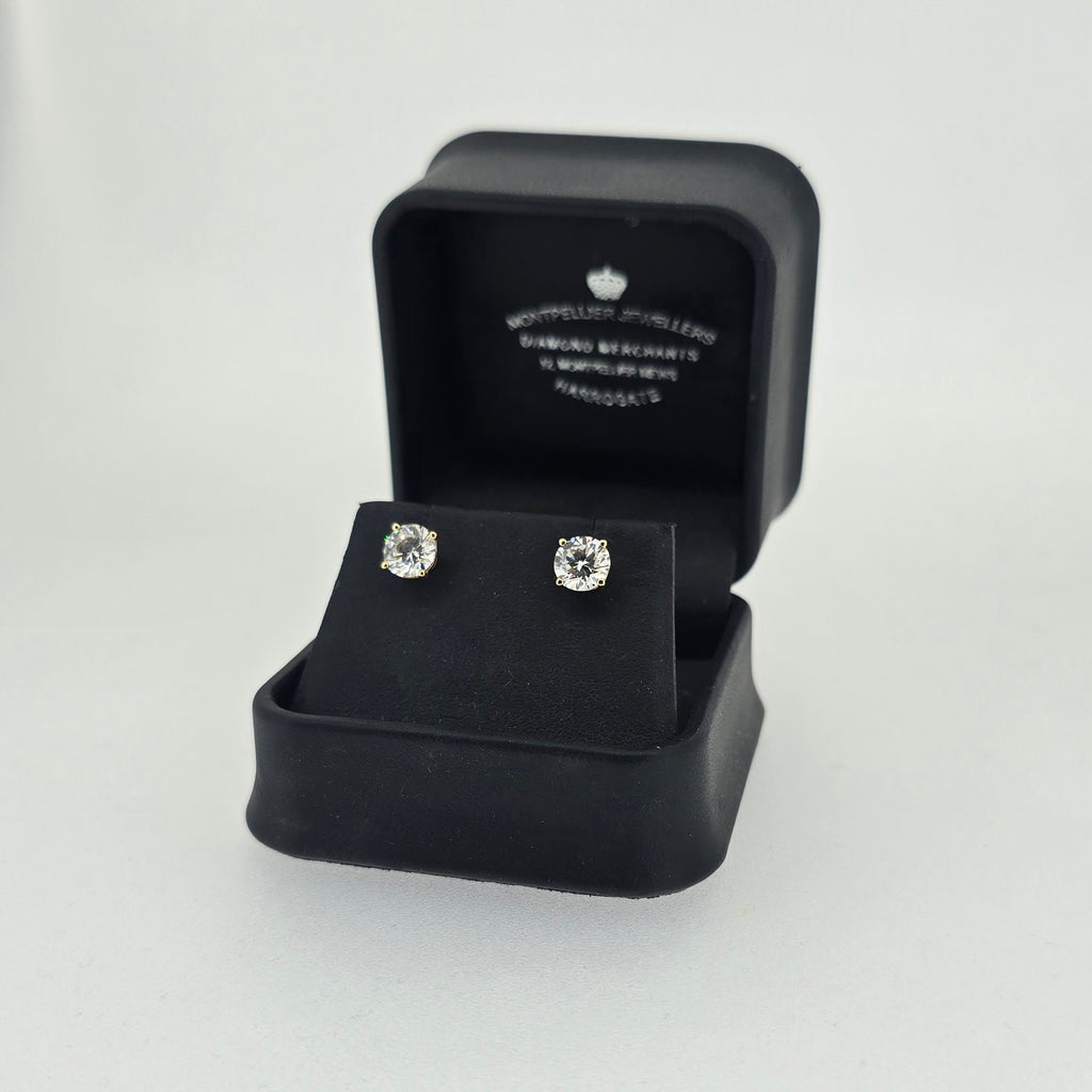 2.06ct F/VS LAB Diamond Stud Earrings Set In Yellow Gold - Montpellier Jewellers