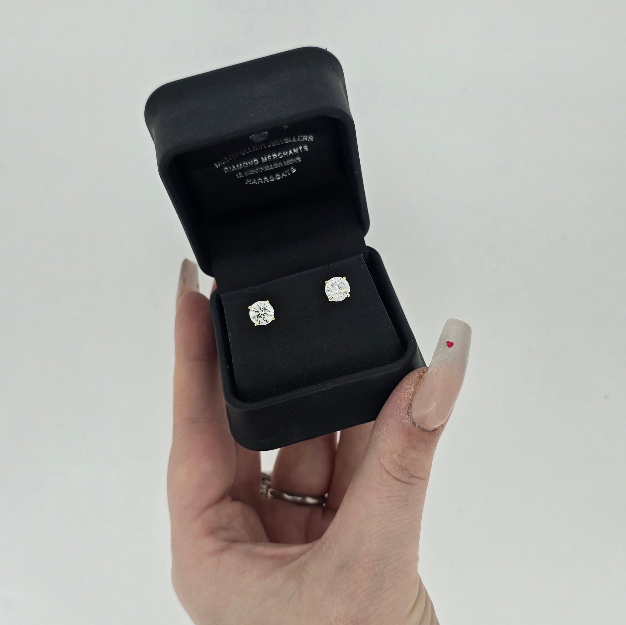 2.06ct F/VS LAB Diamond Stud Earrings Set In Yellow Gold - Montpellier Jewellers