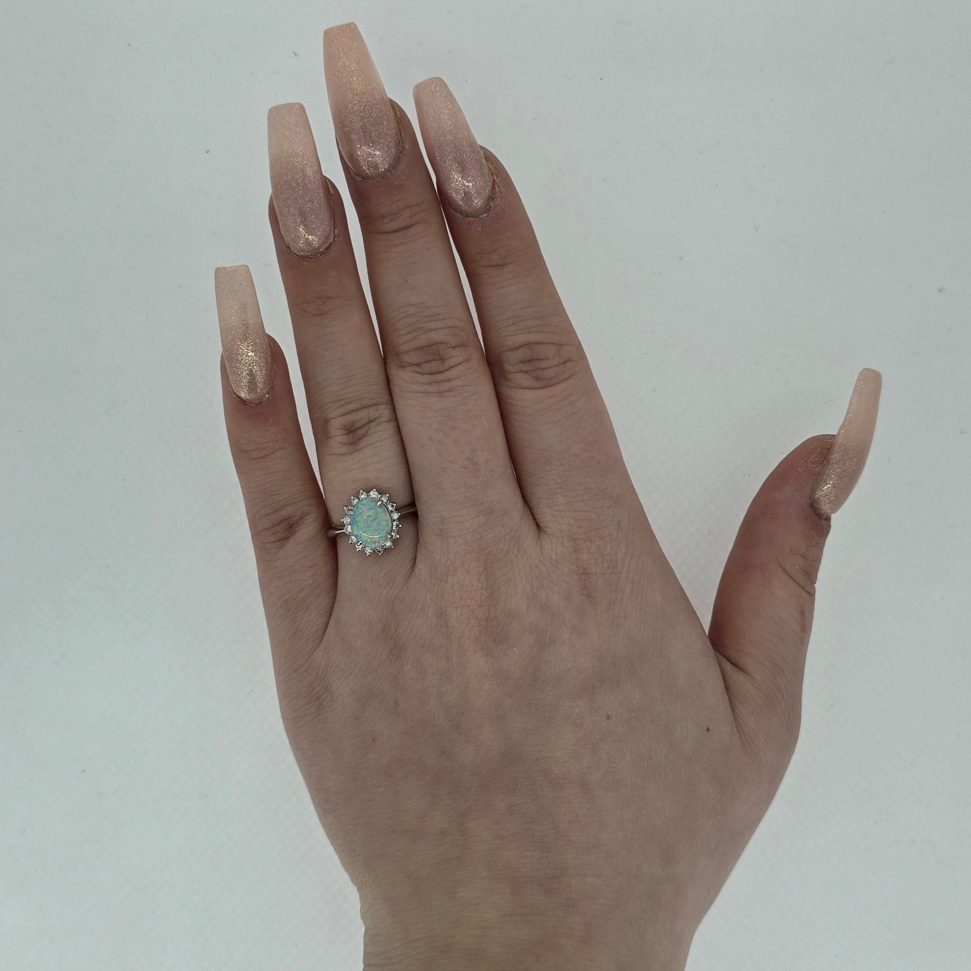 0.87ct Opal & Diamond Cluster Ring set in Platinum - Montpellier Jewellers