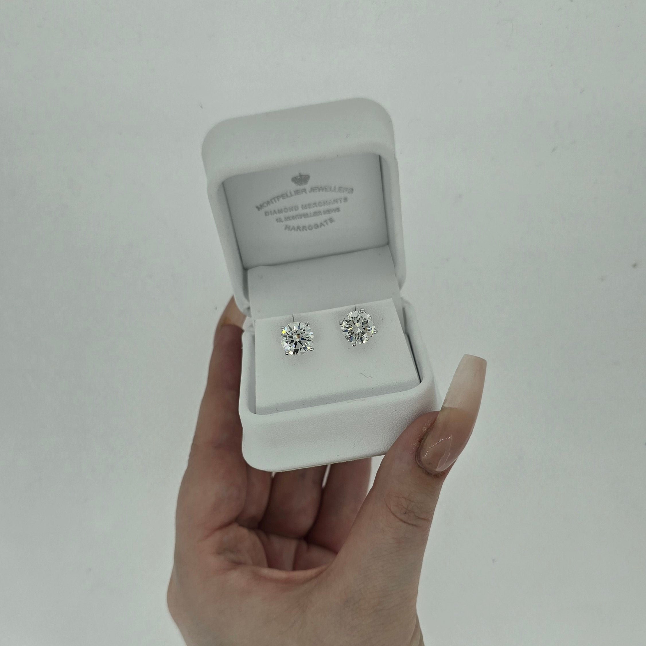 5.04ct G/VS LAB Diamond Stud Earrings Set In White Gold - Montpellier Jewellers