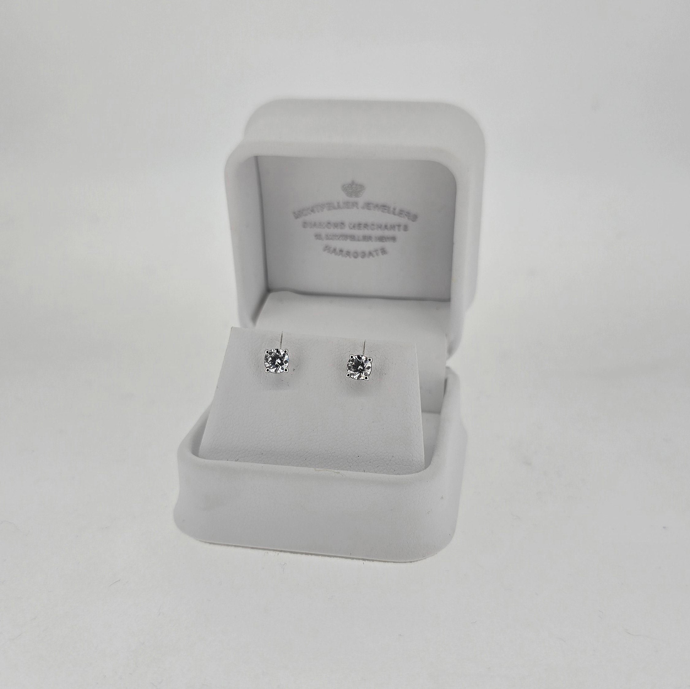0.82ct LAB Diamond Stud Earrings Set In White Gold - Montpellier Jewellers