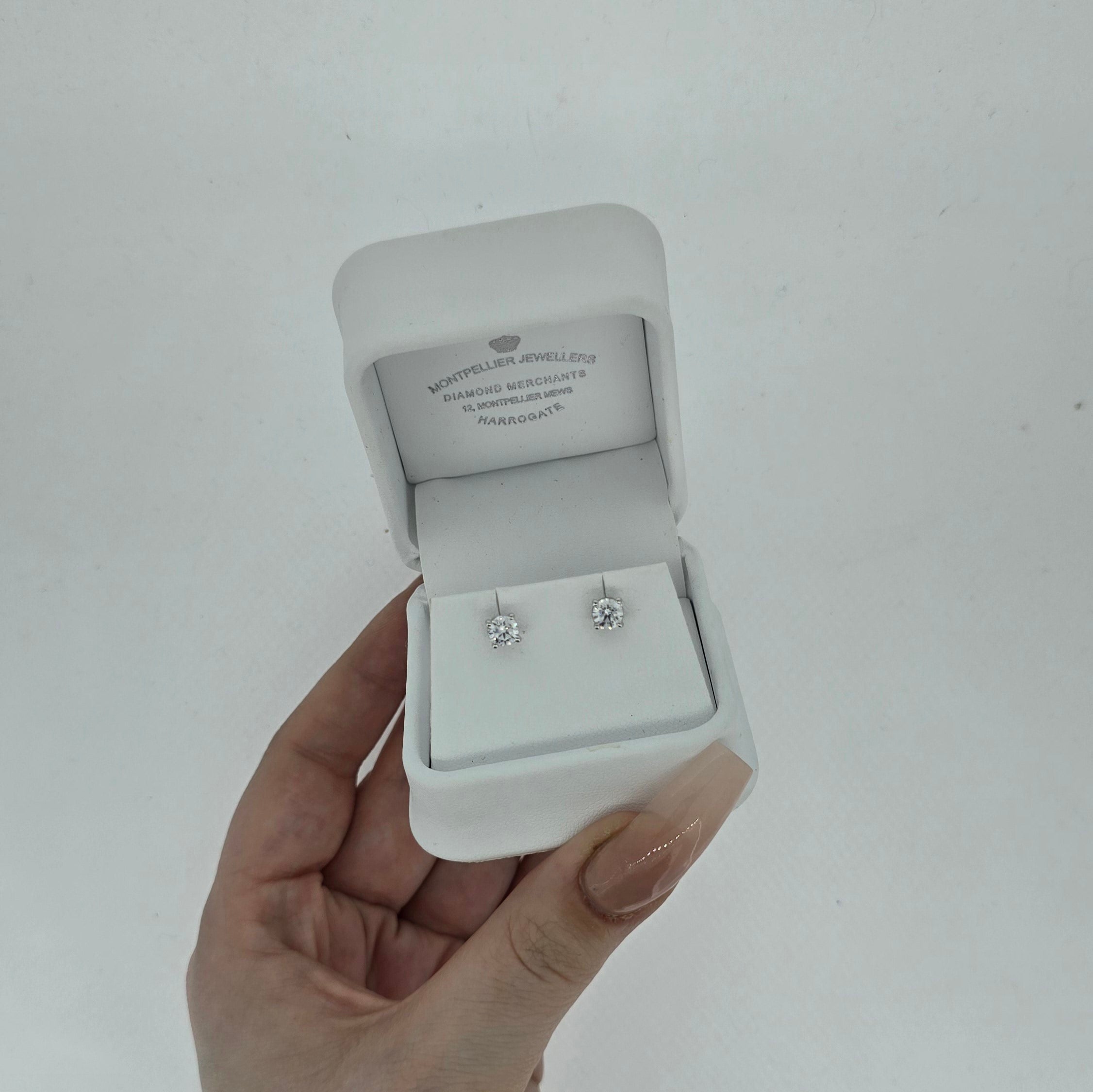 0.82ct LAB Diamond Stud Earrings Set In White Gold - Montpellier Jewellers