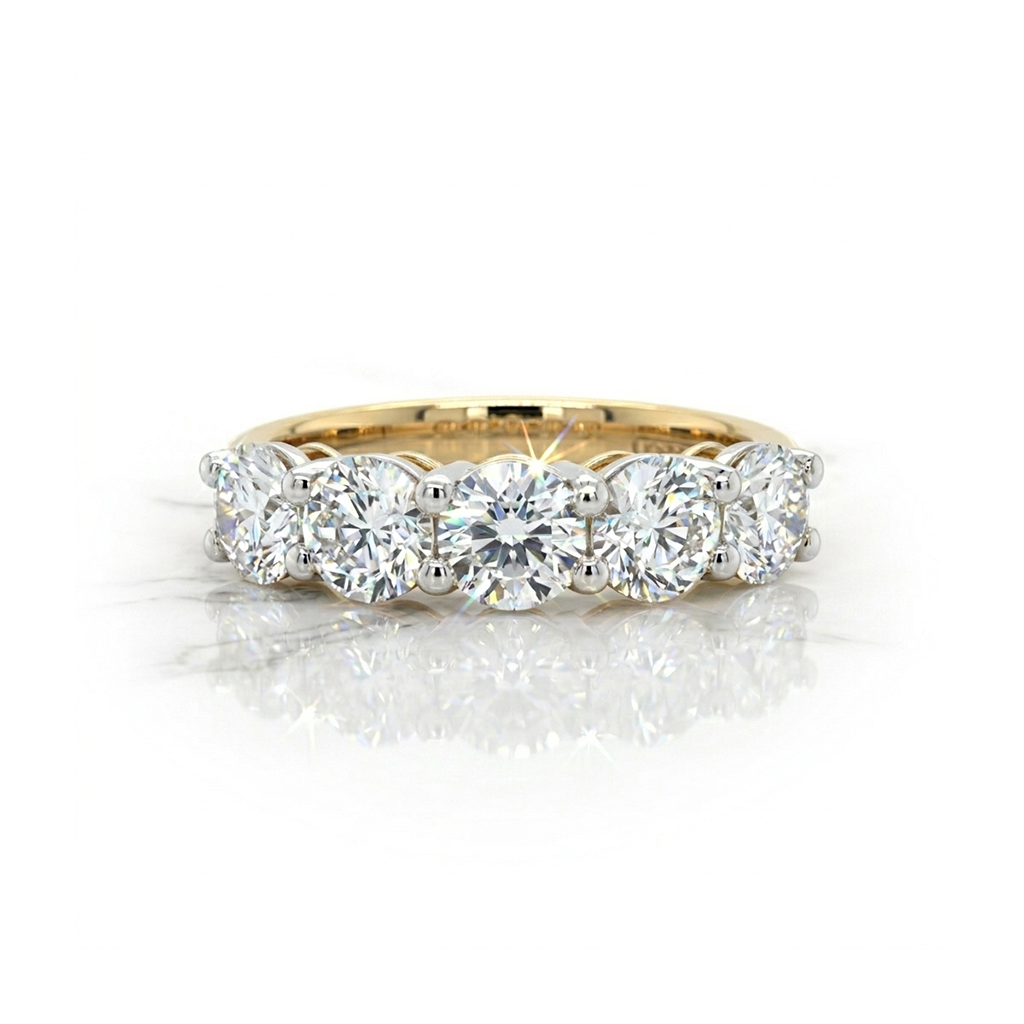 2ct 5 stone lab diamond ring set in gold