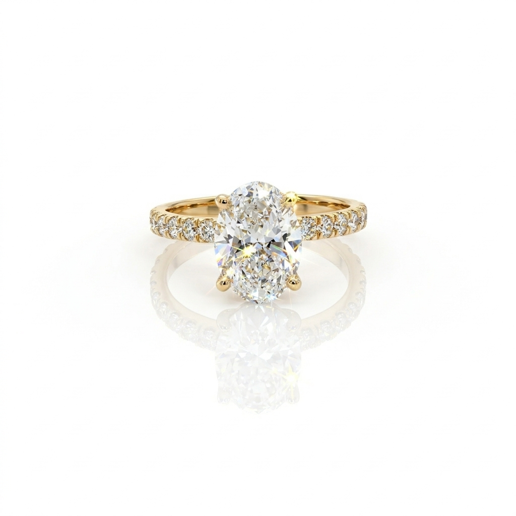 2ct Oval Lab Diamond Ring Set in Gold