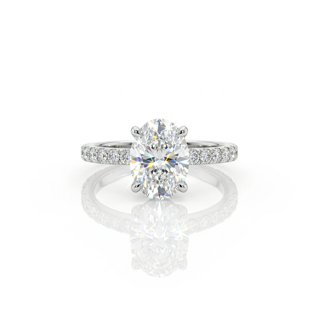 2ct Oval Lab diamond ring set in platinum