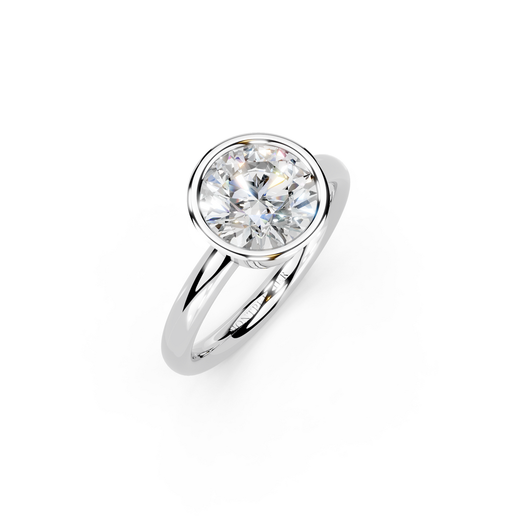 IGI 2.00ct Lab Grown Round Bezel Set Diamond Solitaire Engagement Ring Platinum or 18ct Gold