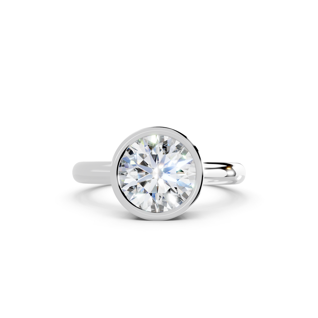 IGI 2.00ct Lab Grown Round Bezel Set Diamond Solitaire Engagement Ring Platinum or 18ct Gold