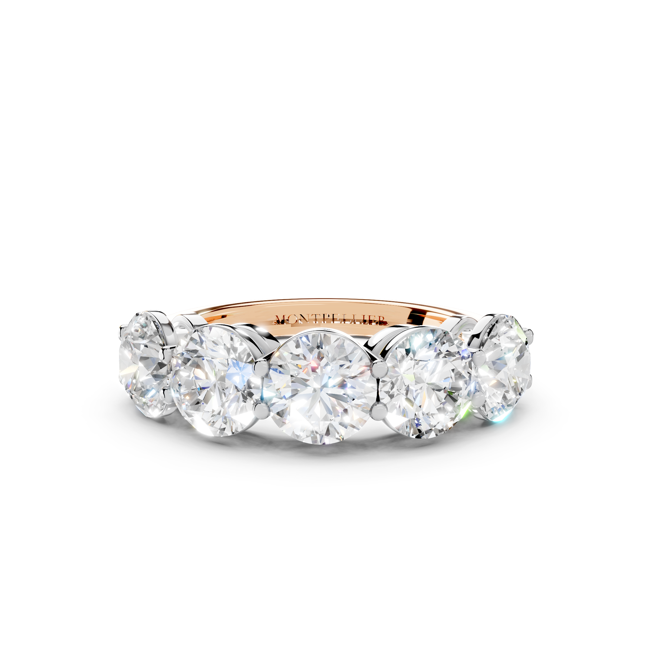 3.50ct Lab Grown 5 Stone Round Diamond Ring Platinum or 18ct Gold - The Montpellier Classic 5 Stone Ring