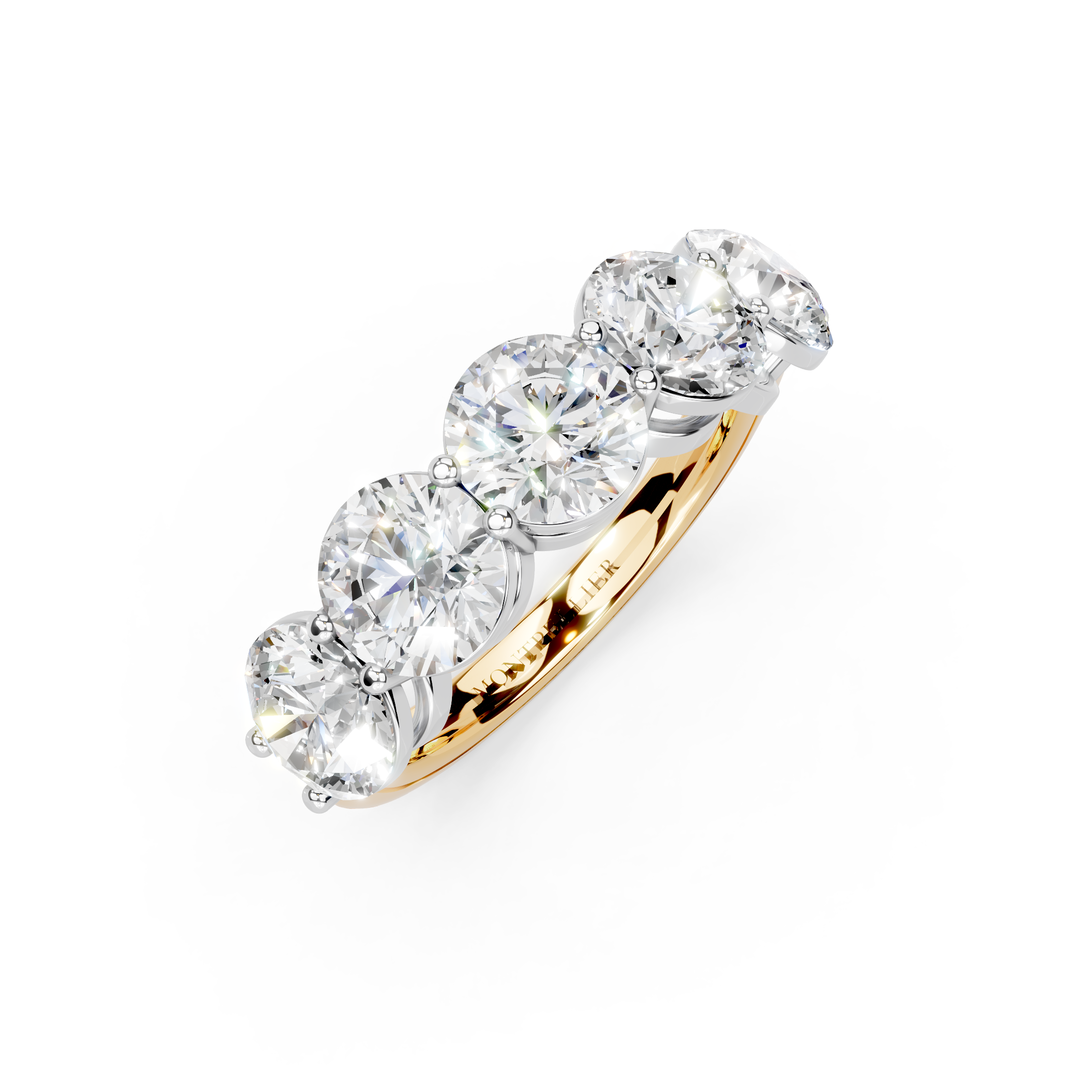 3.50ct Lab Grown 5 Stone Round Diamond Ring Platinum or 18ct Gold - The Montpellier Classic 5 Stone Ring