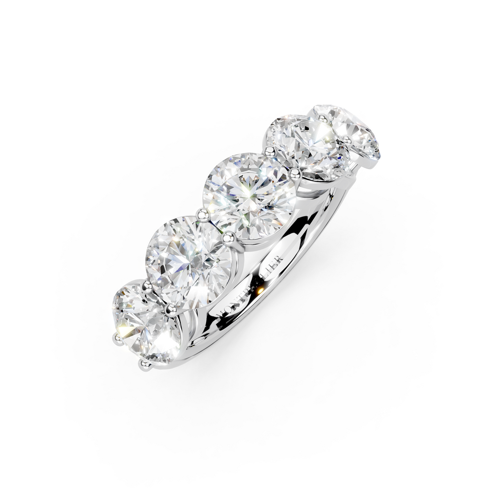 3.50ct Lab Grown 5 Stone Round Diamond Ring Platinum or 18ct Gold - The Montpellier Classic 5 Stone Ring
