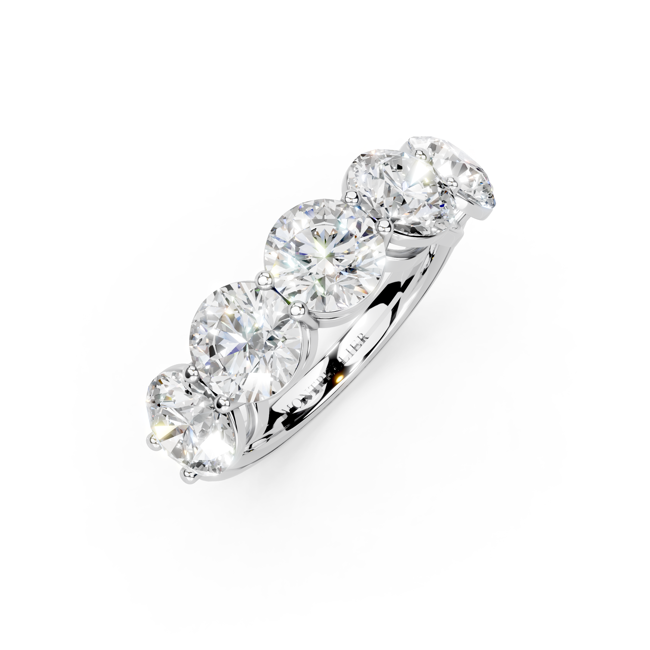 3.50ct Lab Grown 5 Stone Round Diamond Ring Platinum or 18ct Gold - The Montpellier Classic 5 Stone Ring