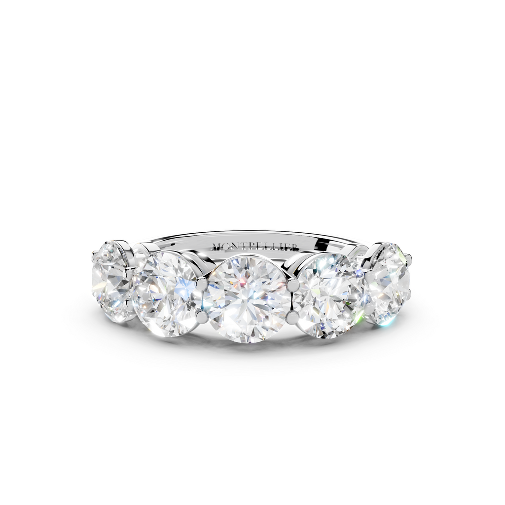 3.50ct Lab Grown 5 Stone Round Diamond Ring Platinum or 18ct Gold - The Montpellier Classic 5 Stone Ring